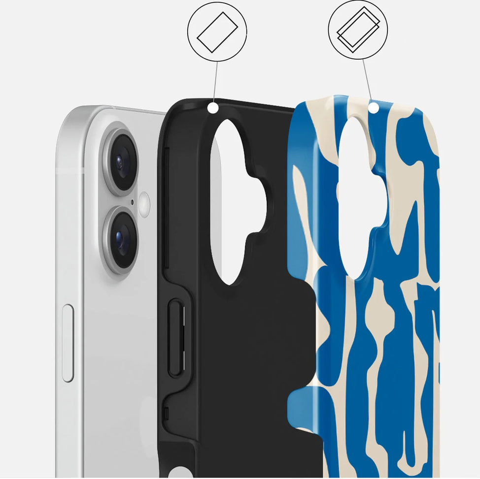 Handyhülle für iPhone 16, Burga Mirage Tough, Beige und Blau