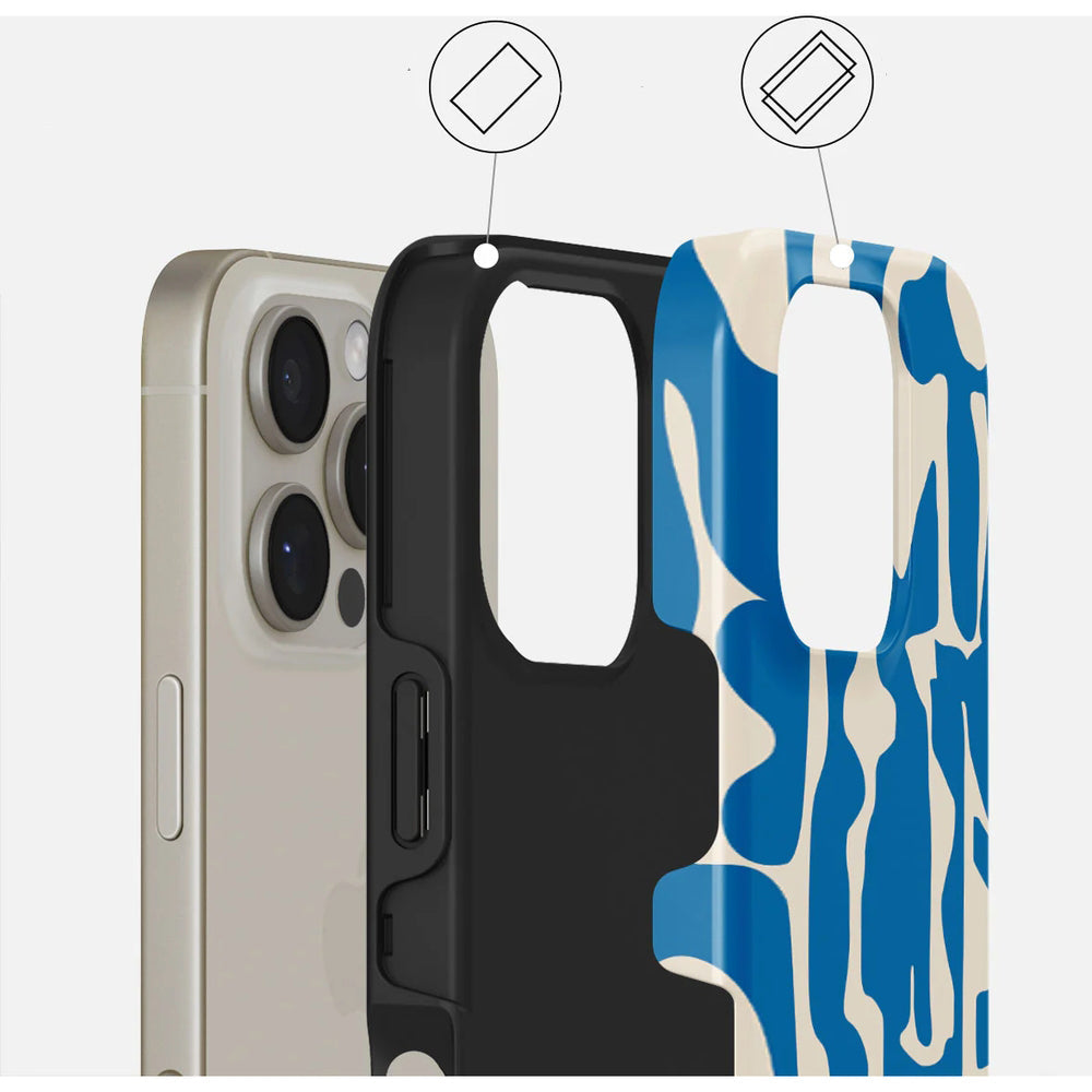 Handyhülle für iPhone 16 Pro Max, Burga Mirage Tough, Beige und Blau