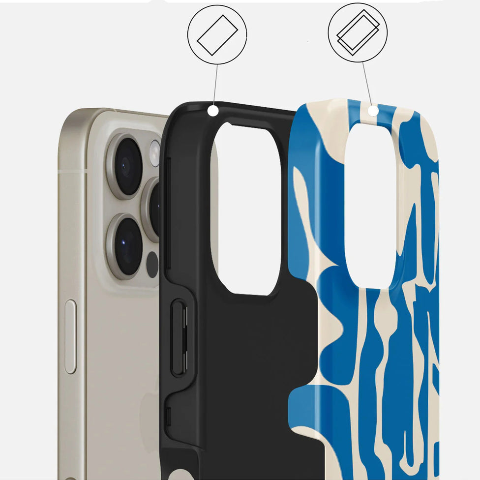 Handyhülle für iPhone 16 Pro, Burga Mirage Tough, Beige und Blau