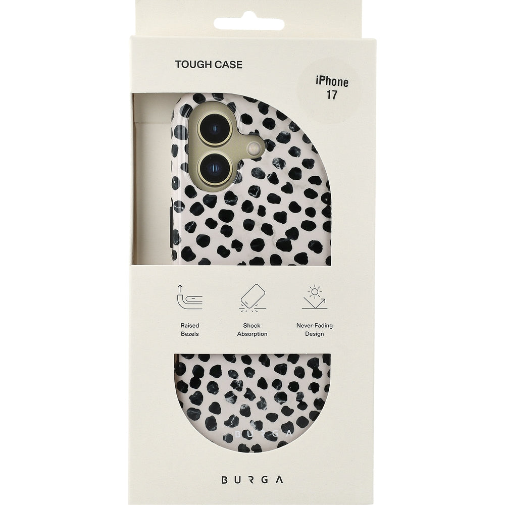 Handyhülle für iPhone 17, Burga Almond Latte Tough Magnetic, Beige mit schwarzen Punkten