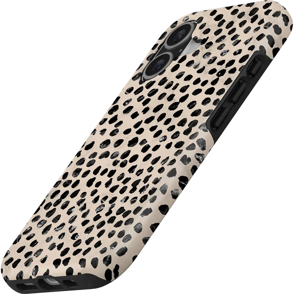 Handyhülle für iPhone 17, Burga Almond Latte Tough Magnetic, Beige mit schwarzen Punkten