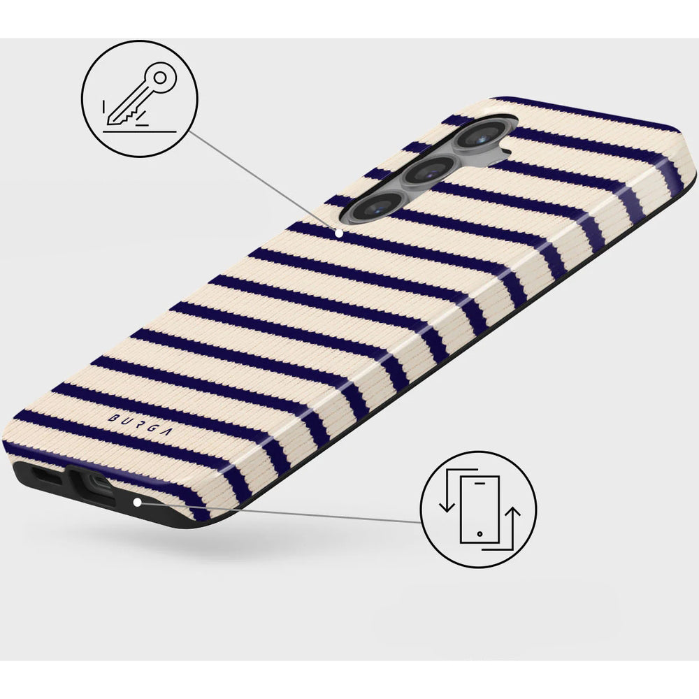 Handyhülle für Galaxy S24, Burga Old Money Tough, Beige und marineblau