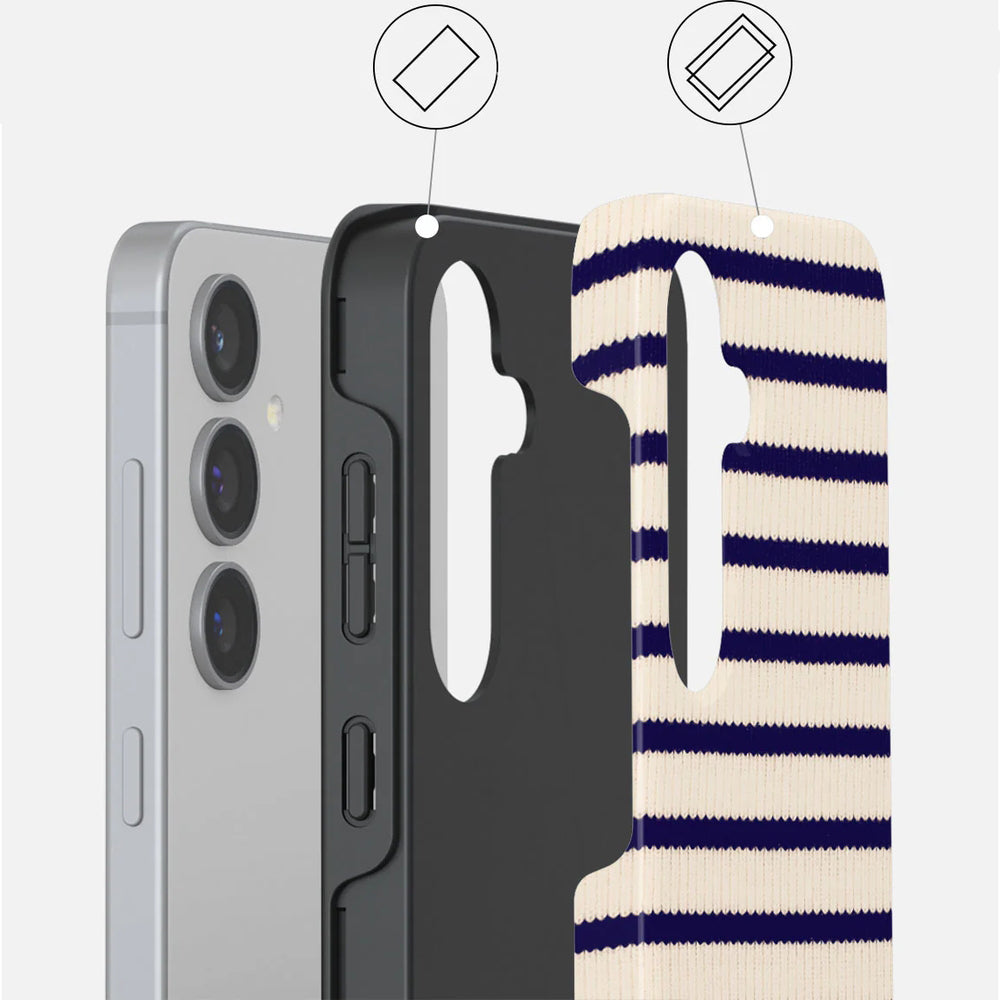 Handyhülle für Galaxy S24, Burga Old Money Tough, Beige und marineblau