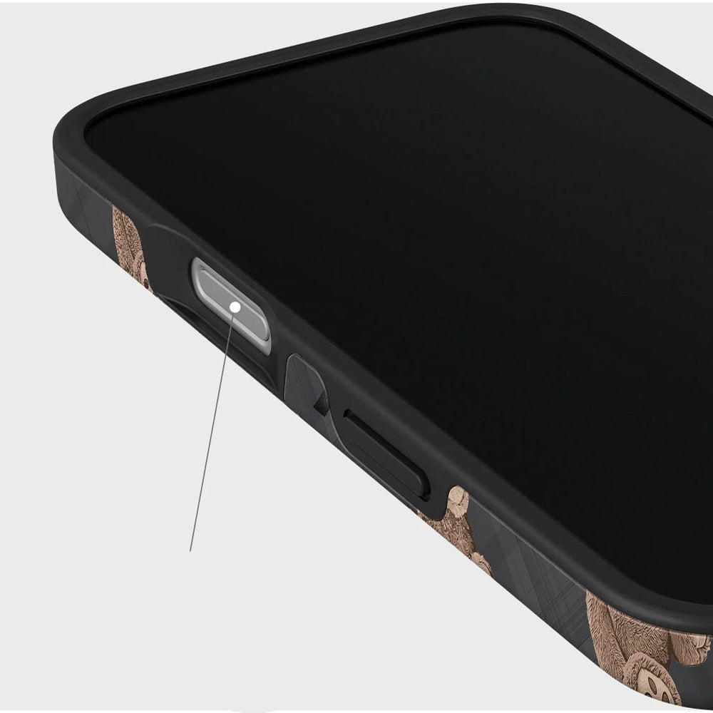 Handyhülle für iPhone 16, Burga BFF Tough Magnetic, Grau mit Teddybären