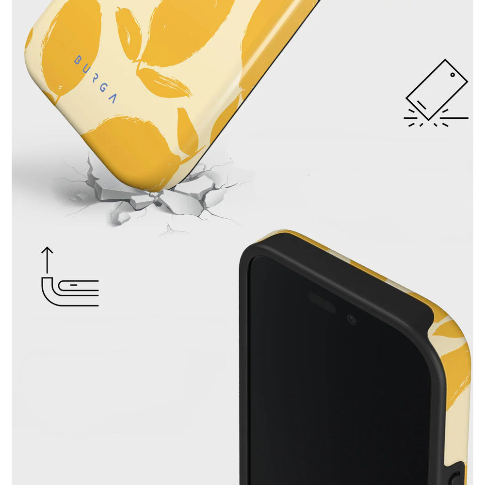 Handyhülle für iPhone 16, Burga Lemon Tart Tough Magnetic, Gelb mit Zitronenmuster