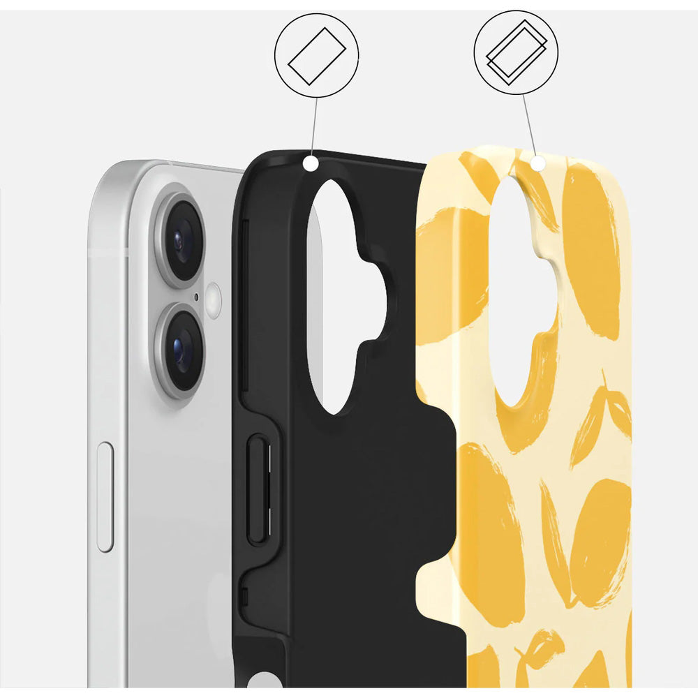 Handyhülle für iPhone 16, Burga Lemon Tart Tough Magnetic, Gelb mit Zitronenmuster