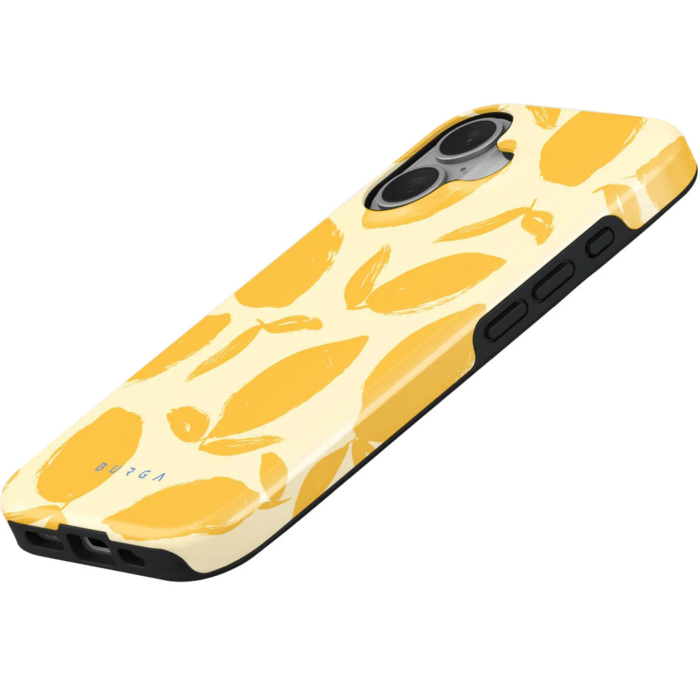 Handyhülle für iPhone 16, Burga Lemon Tart Tough Magnetic, Gelb mit Zitronenmuster