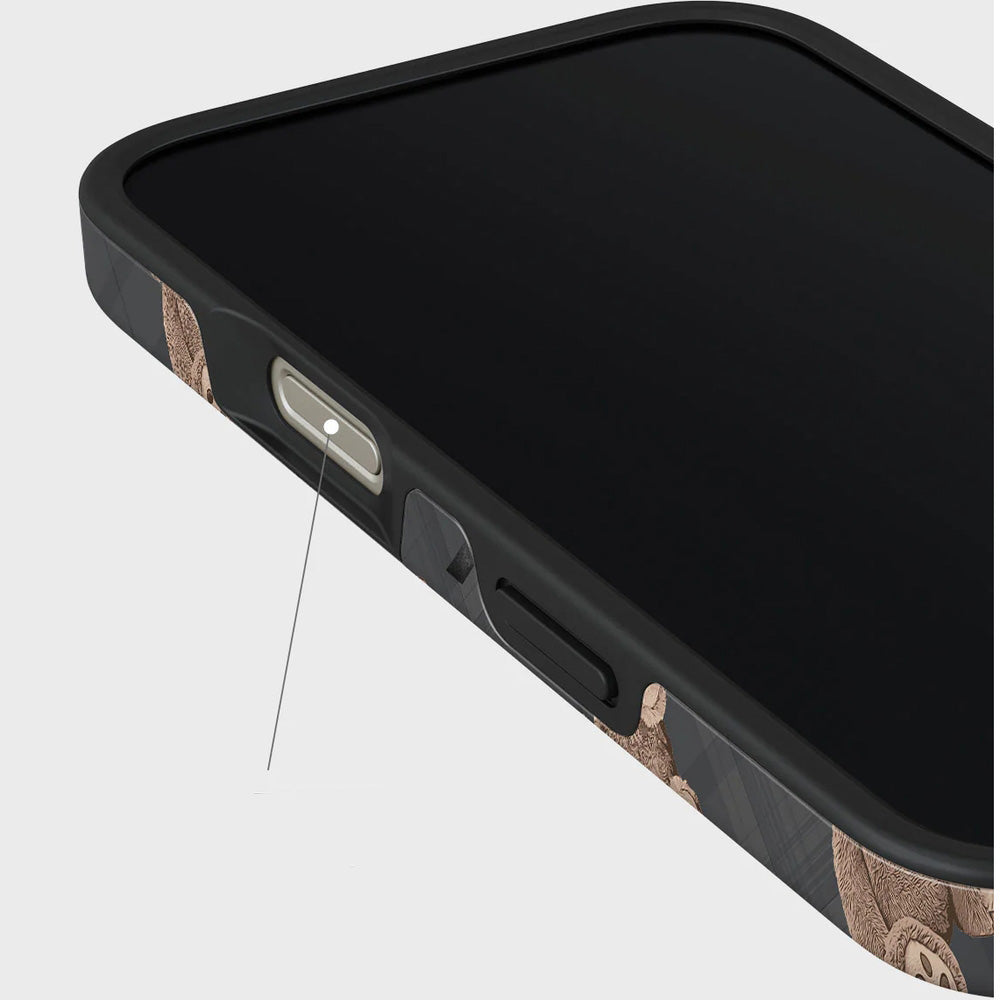 Handyhülle für iPhone 16 Pro, Burga BFF Tough Magnetic, Grau mit Teddybären