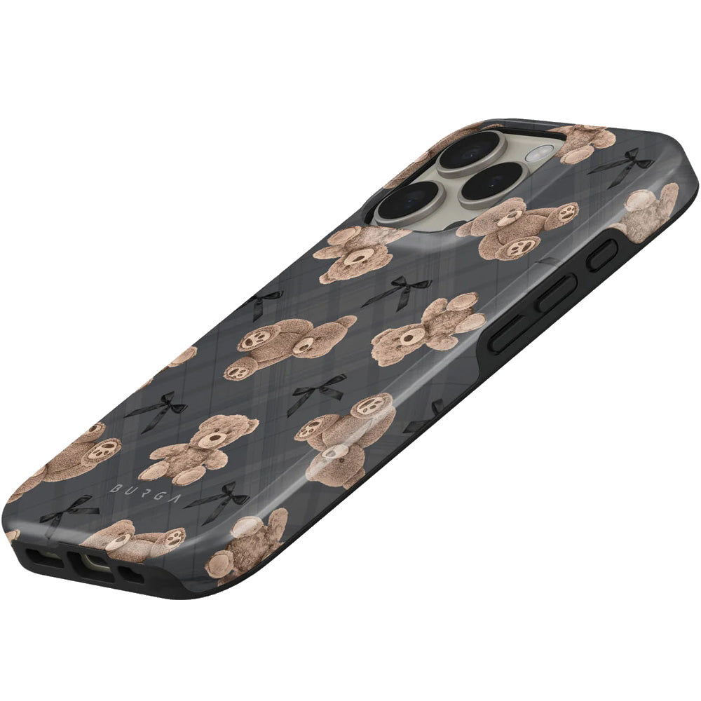 Handyhülle für iPhone 16 Pro, Burga BFF Tough Magnetic, Grau mit Teddybären