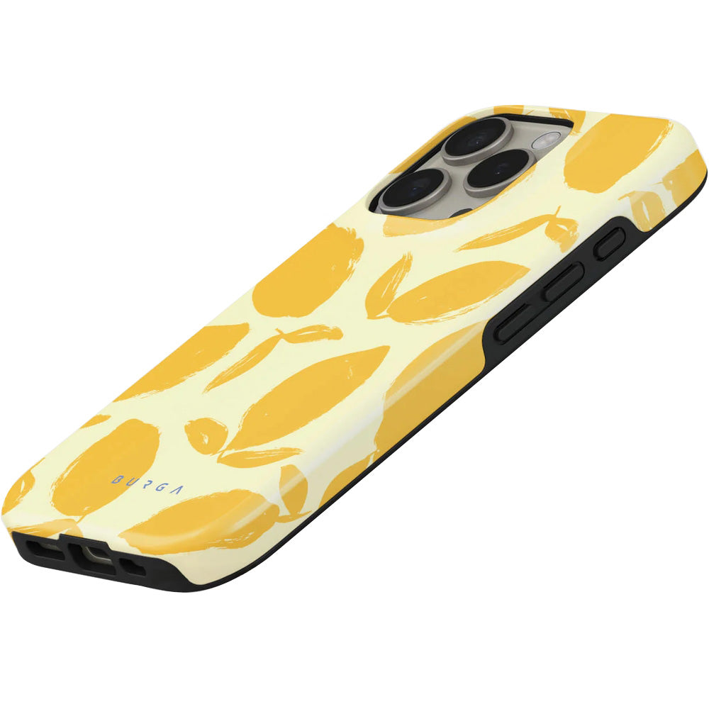 Handyhülle für iPhone 16 Pro, Burga Lemon Tart Tough Magnetic, Gelb mit Zitronenmuster