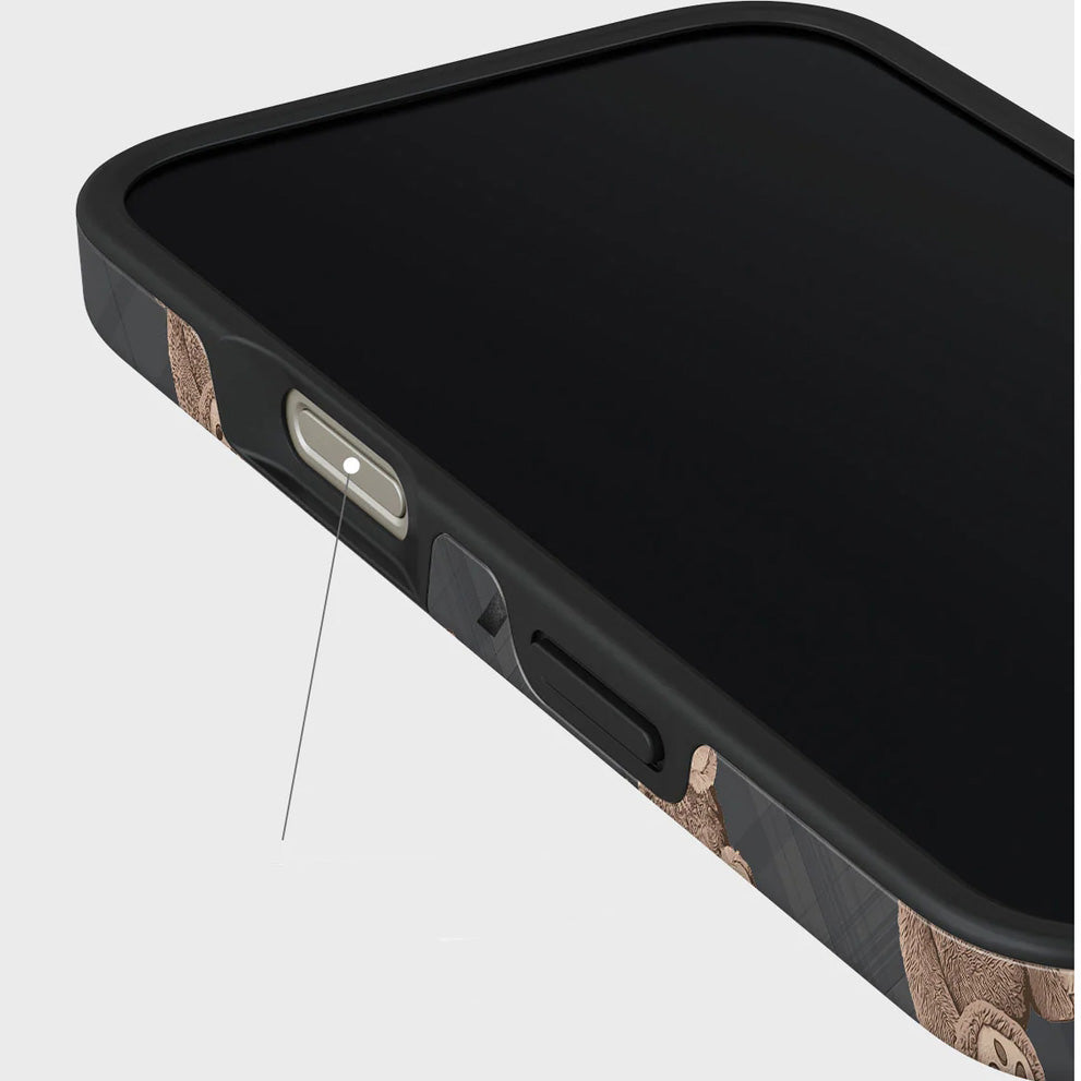 Handyhülle für iPhone 16 Pro Max, Burga BFF Tough Magnetic, Grau mit Teddybären