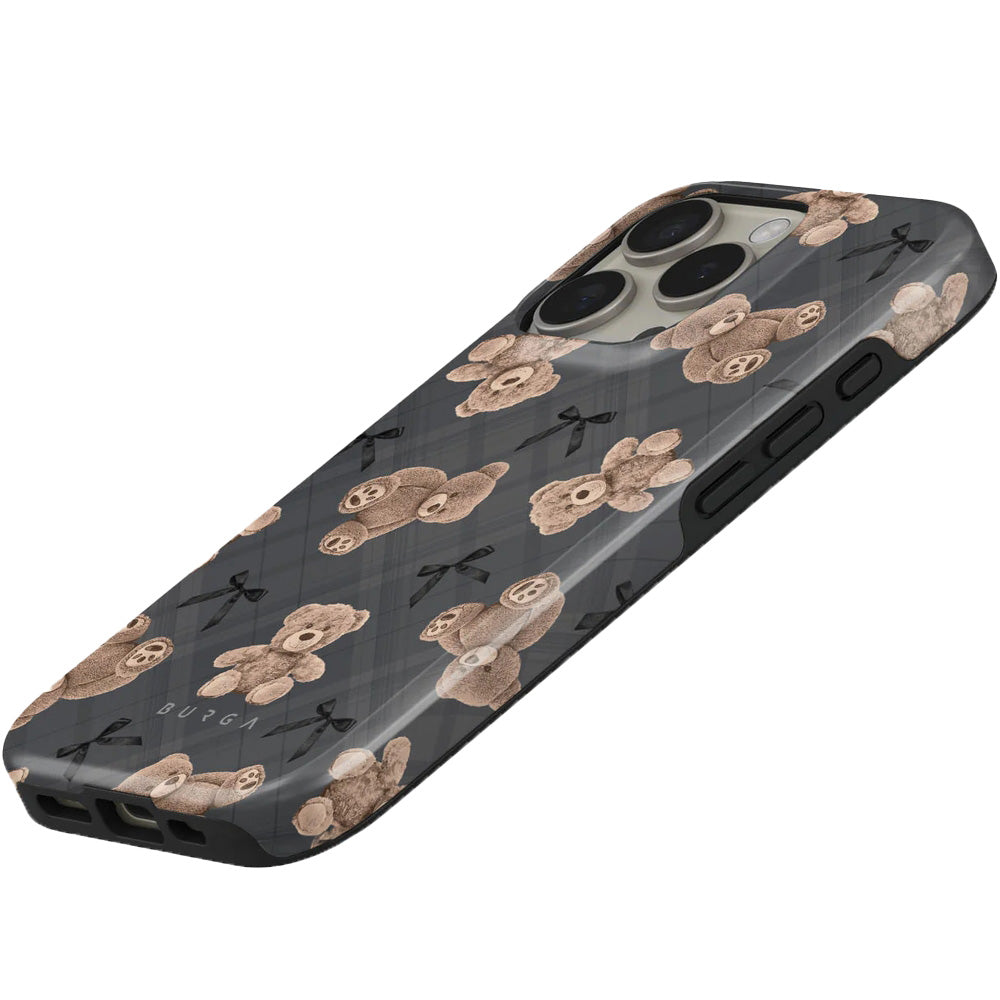 Handyhülle für iPhone 16 Pro Max, Burga BFF Tough Magnetic, Grau mit Teddybären