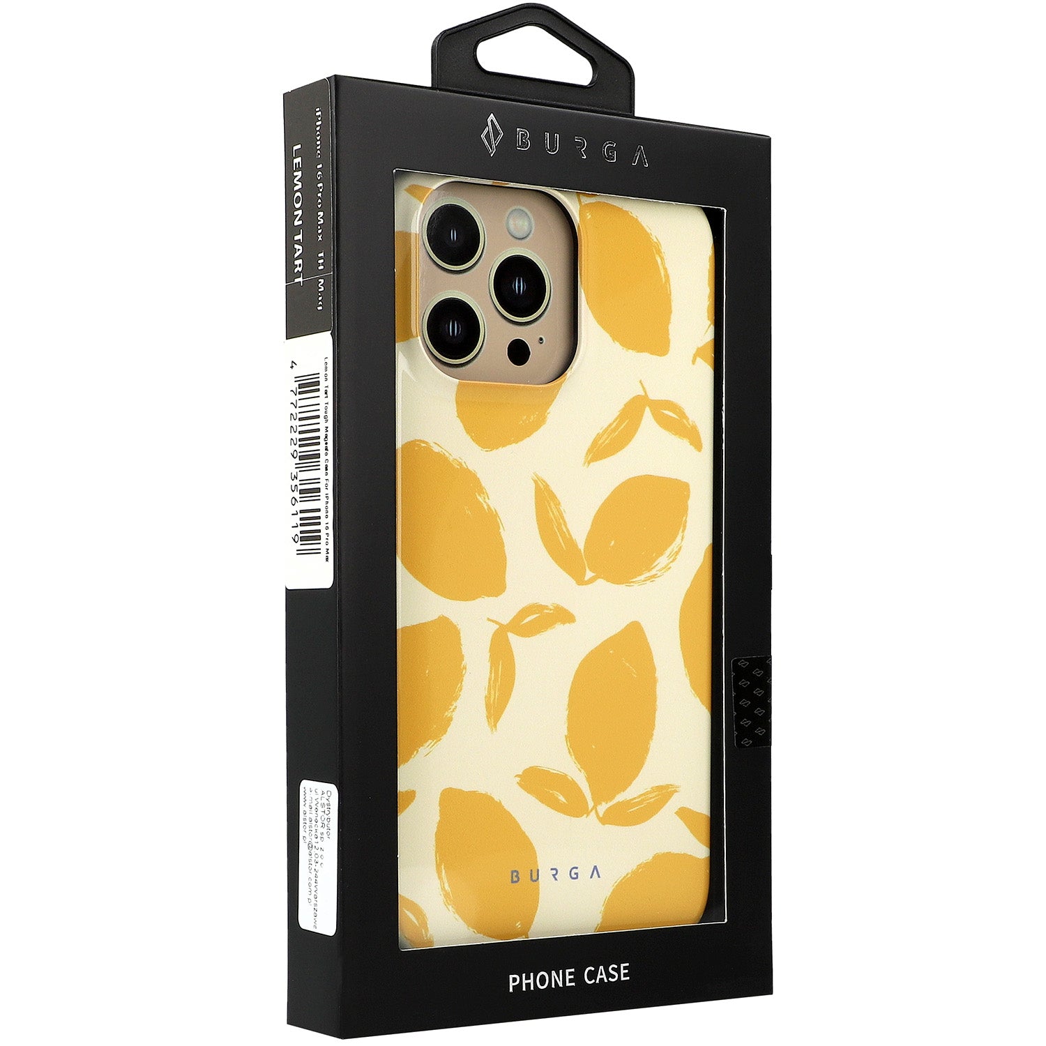 Handyhülle für iPhone 16 Pro Max, Burga Lemon Tart Tough Magnetic, Gelb mit Zitronenmuster