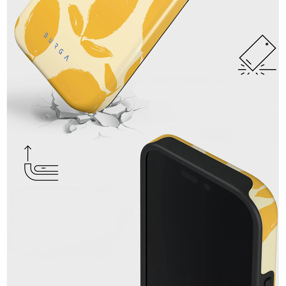 Handyhülle für iPhone 16 Pro Max, Burga Lemon Tart Tough Magnetic, Gelb mit Zitronenmuster