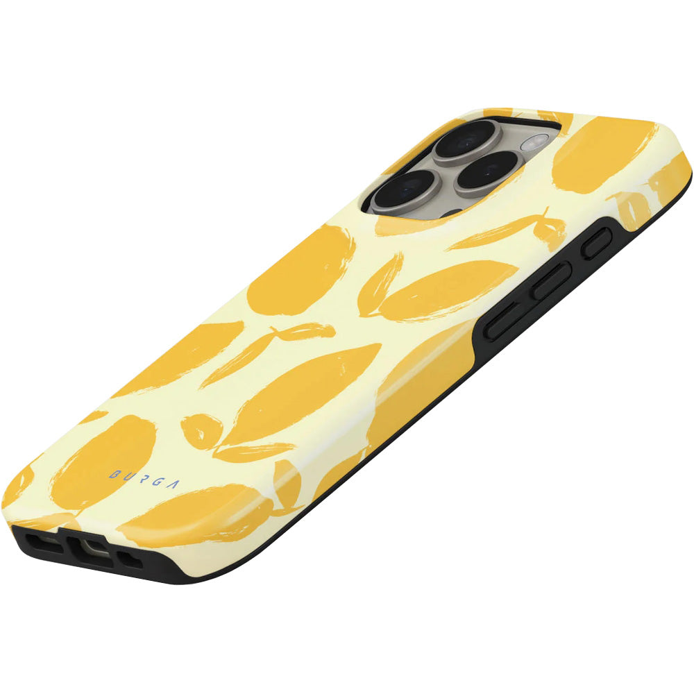 Handyhülle für iPhone 16 Pro Max, Burga Lemon Tart Tough Magnetic, Gelb mit Zitronenmuster