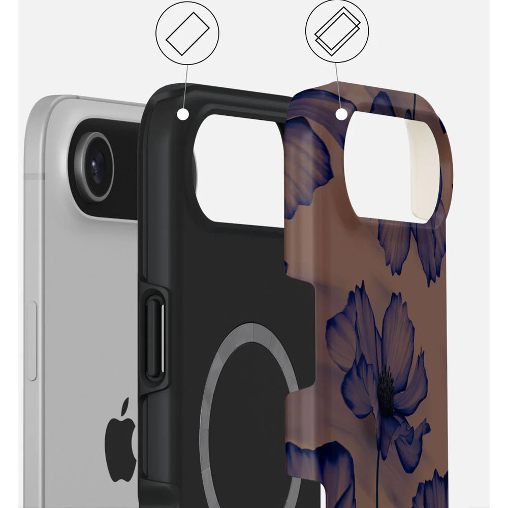 Handyhülle für iPhone Air, Burga Velvet Night Tough Magnetic, Braun und marineblau