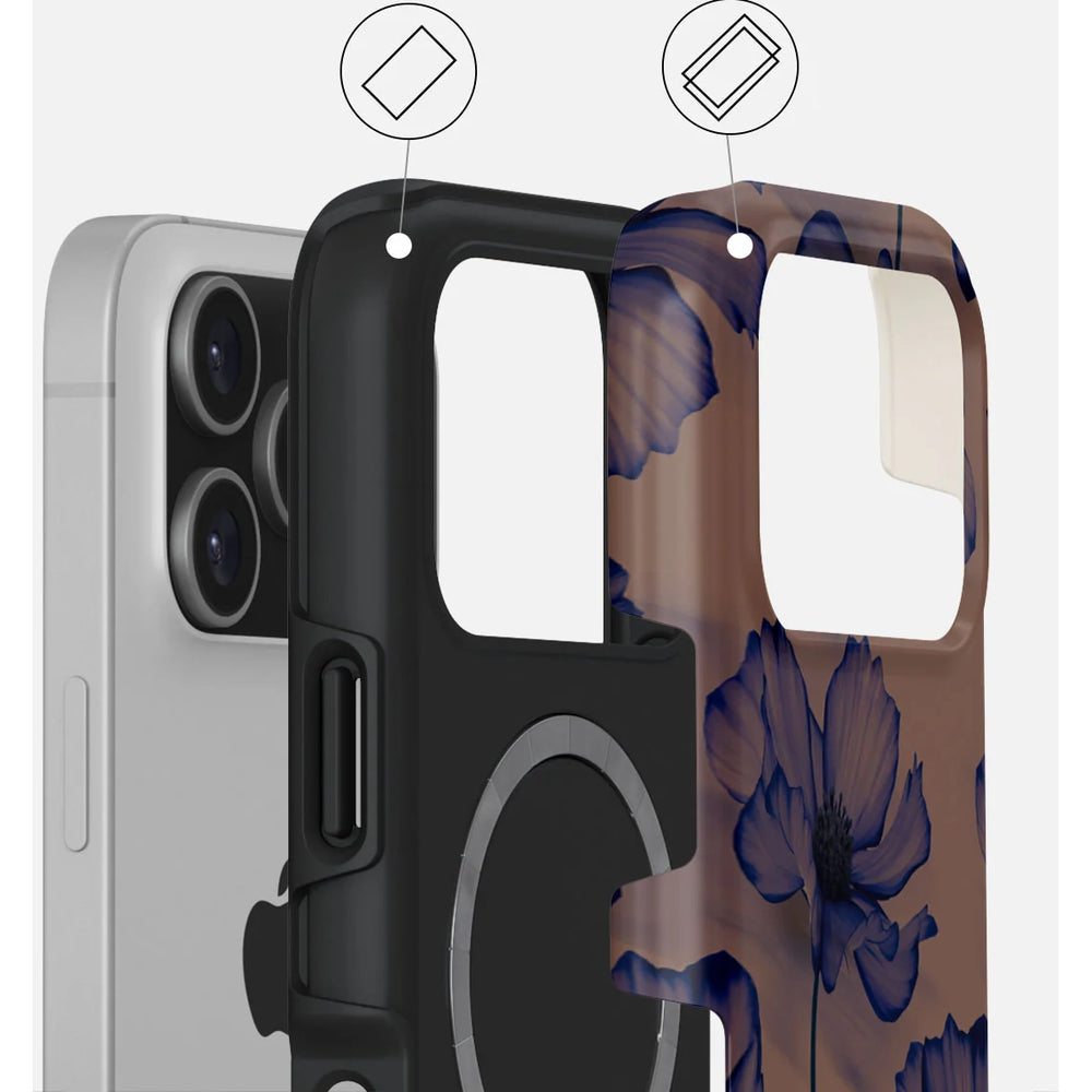 Handyhülle für iPhone 17 Pro, Burga Velvet Night Tough Magnetic, Braun und marineblau