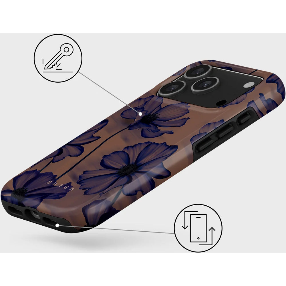 Handyhülle für iPhone 17 Pro, Burga Velvet Night Tough Magnetic, Braun und marineblau