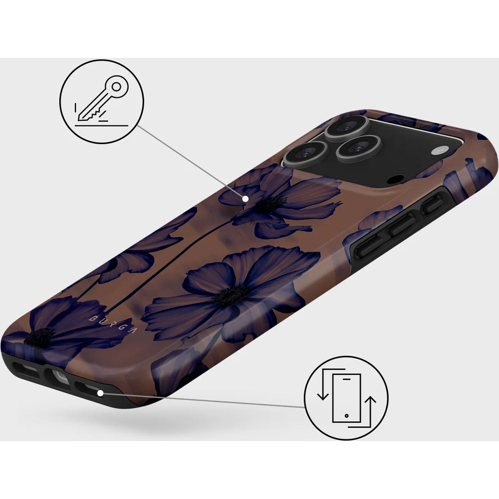 Handyhülle für iPhone 17 Pro Max, Burga Velvet Night Tough Magnetic, Braun und marineblau