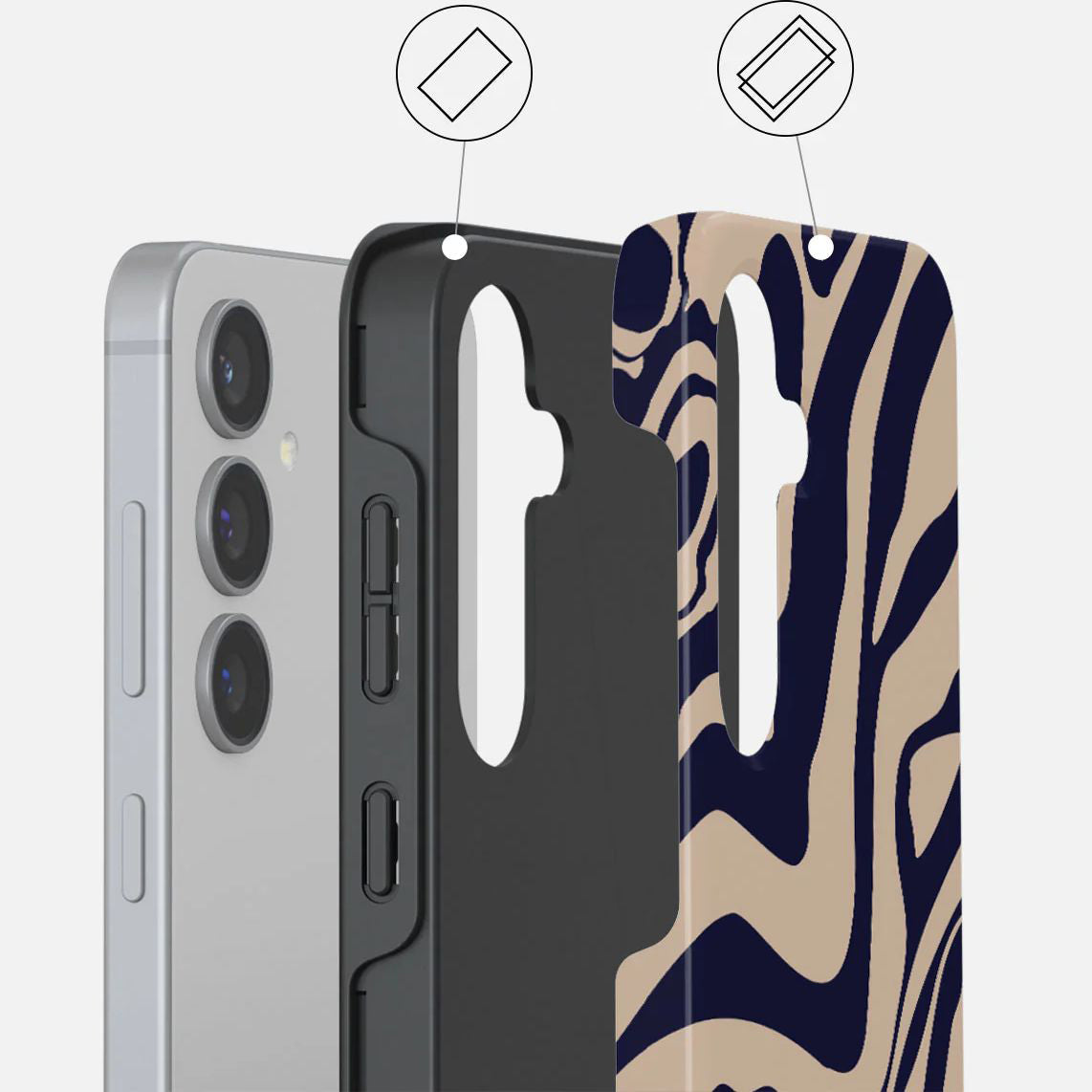 Schutzhülle für Galaxy S24, Burga Vigilant Tough, Beige und marineblau