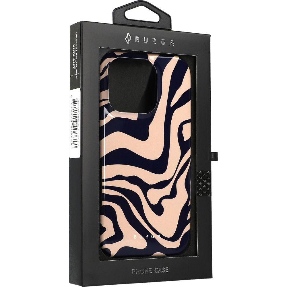 Handyhülle für iPhone 16 Pro, Burga Vigilant Tough Magnetic, Beige und marineblau