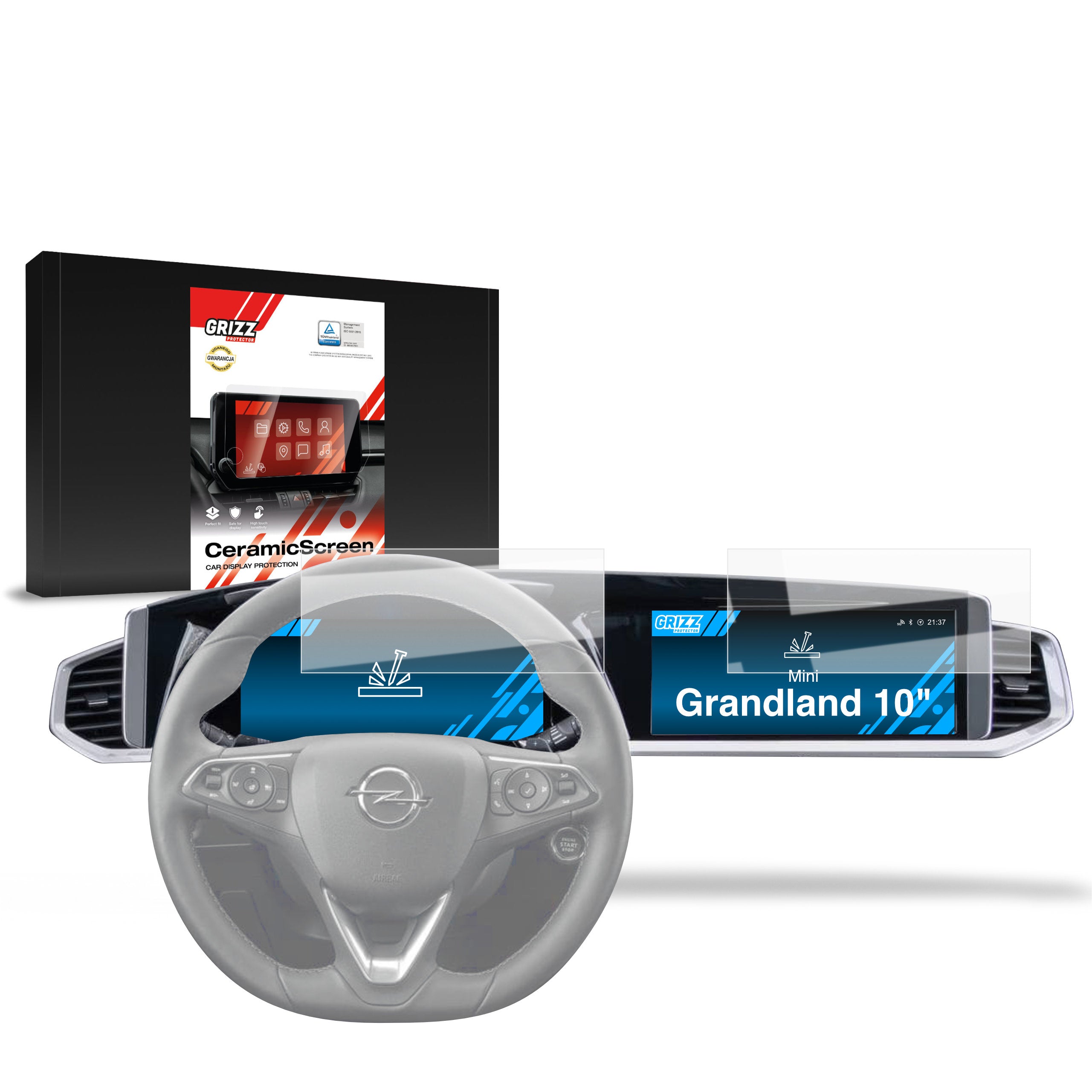 Keramische Autodisplayfolie 2in1 für Opel Grandland 10" (2021-2024), Grizz Protector