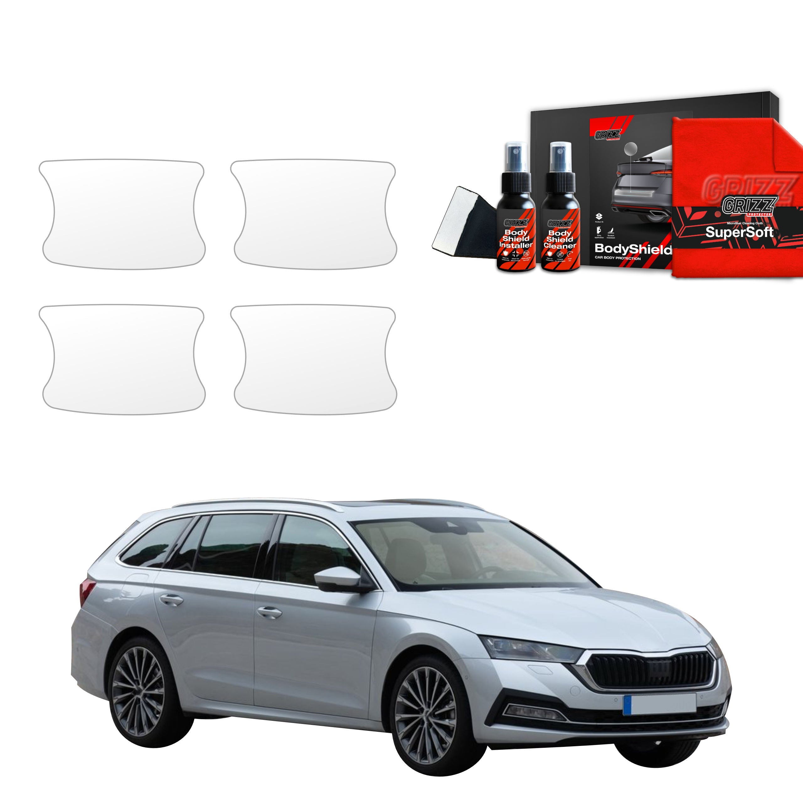 4in1 Schutzfolie Grizz Protector für Türgriffmulden - Skoda Octavia 4 Kombi (2019-2024)