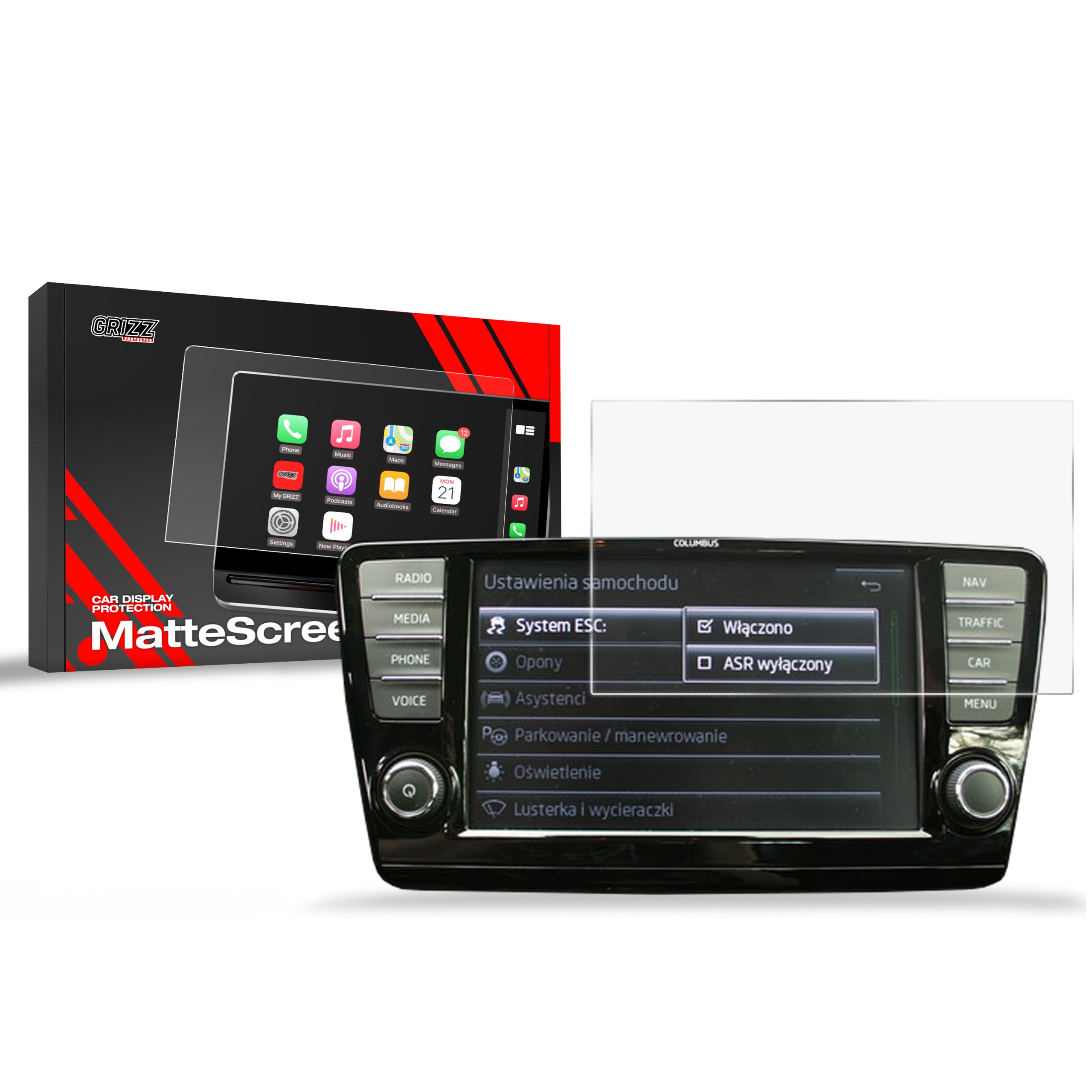 Matte Autodisplayfolie für Skoda Octavia 3 (2012-2016), Grizz Protector