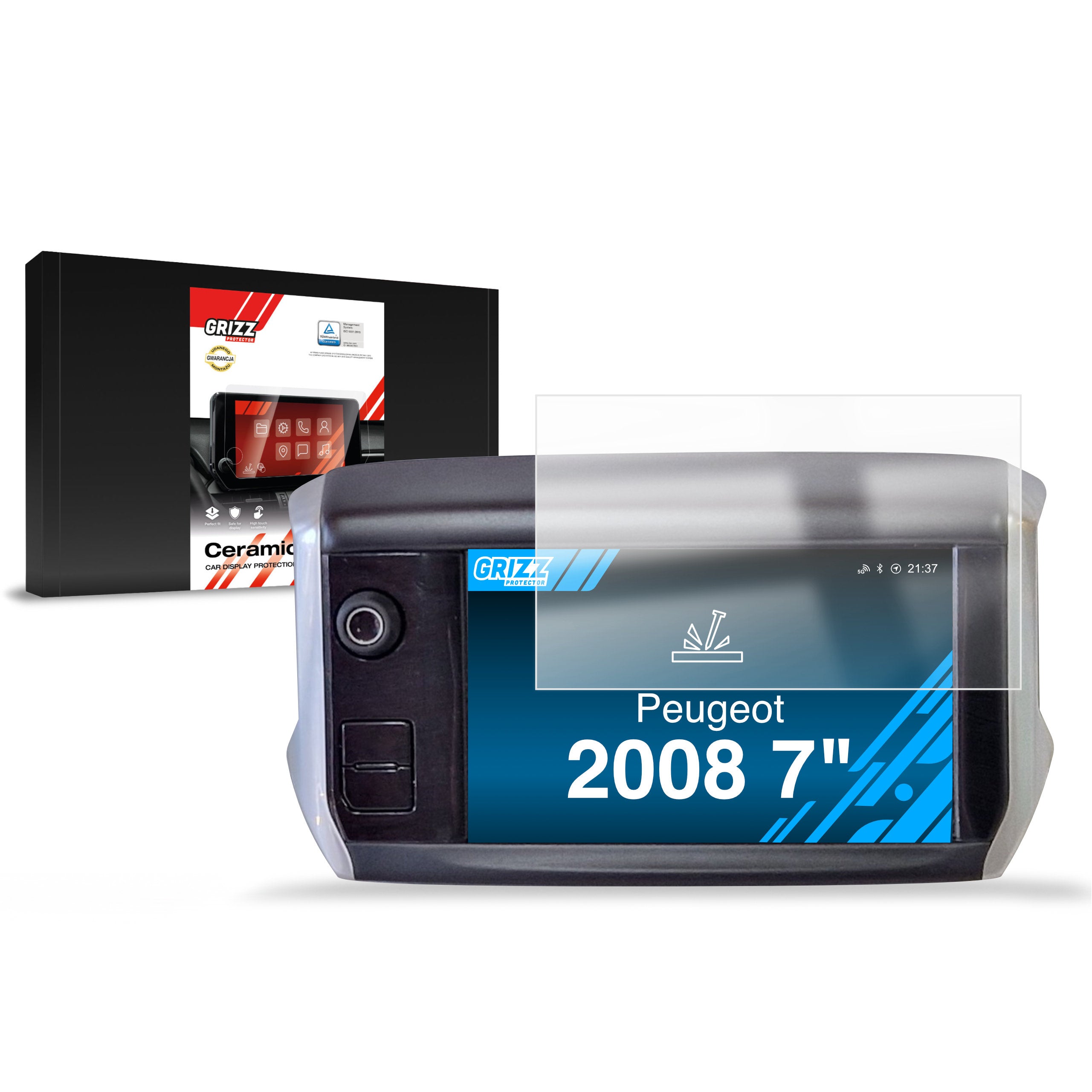 Keramische Autodisplayfolie für Peugeot 2008 (2013-2019), Grizz Protector