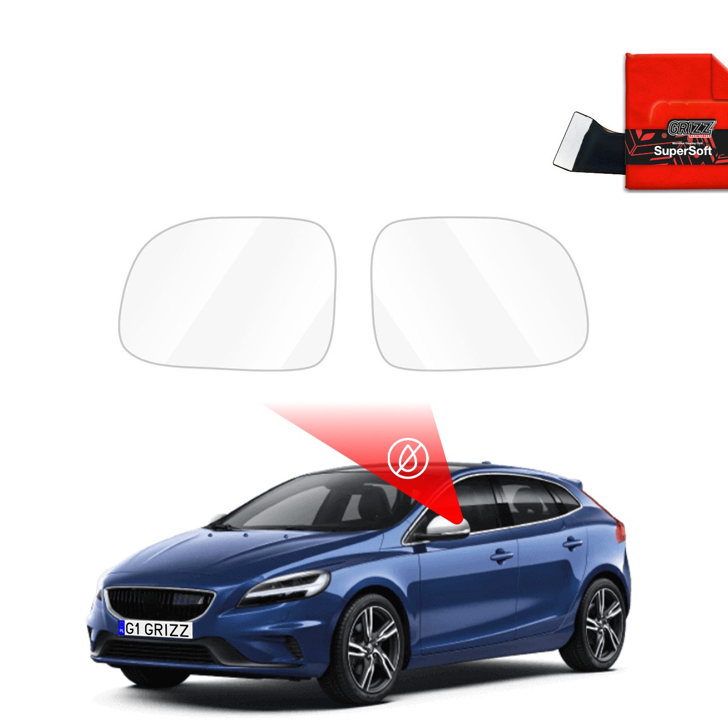 Regenschutzfolie Grizz Protector für Außenspiegel - Volvo V40 (2012-2016)