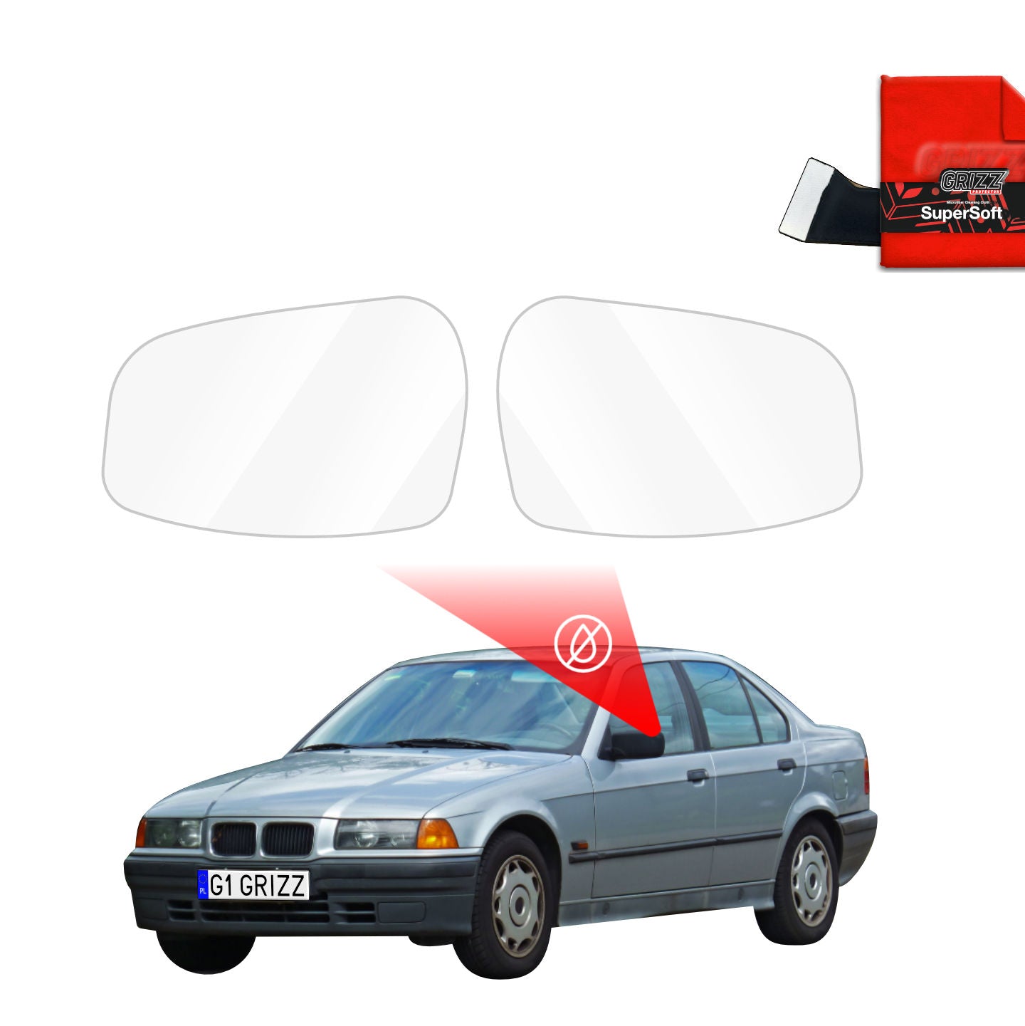 Regenschutzfolie Grizz Protector für Außenspiegel - BMW 3 E36 Sedan (1990-1999)