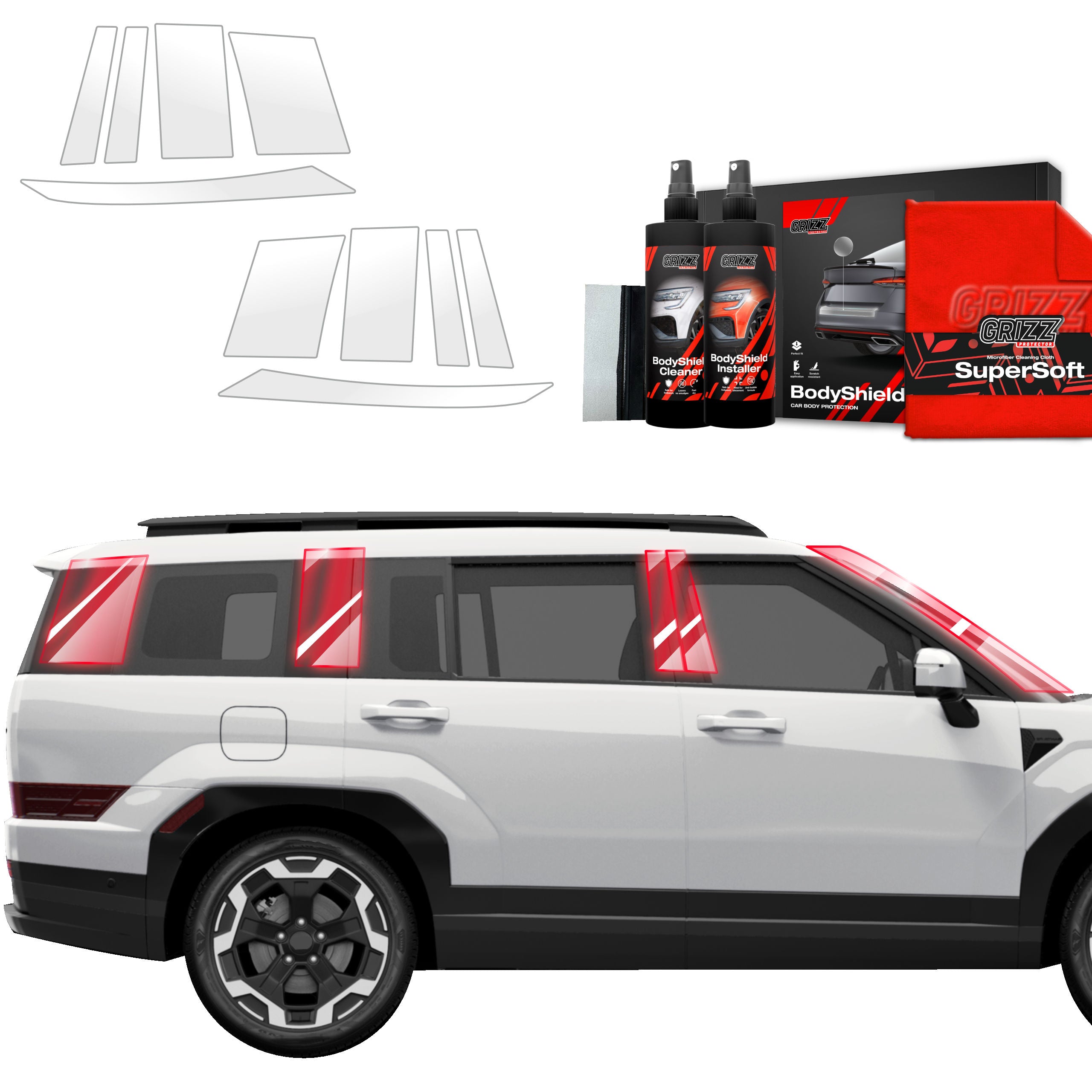 10in1 Schutzfolie Grizz Protector für A-B-C-Säule - Hyundai Santa Fe (2023-2026)