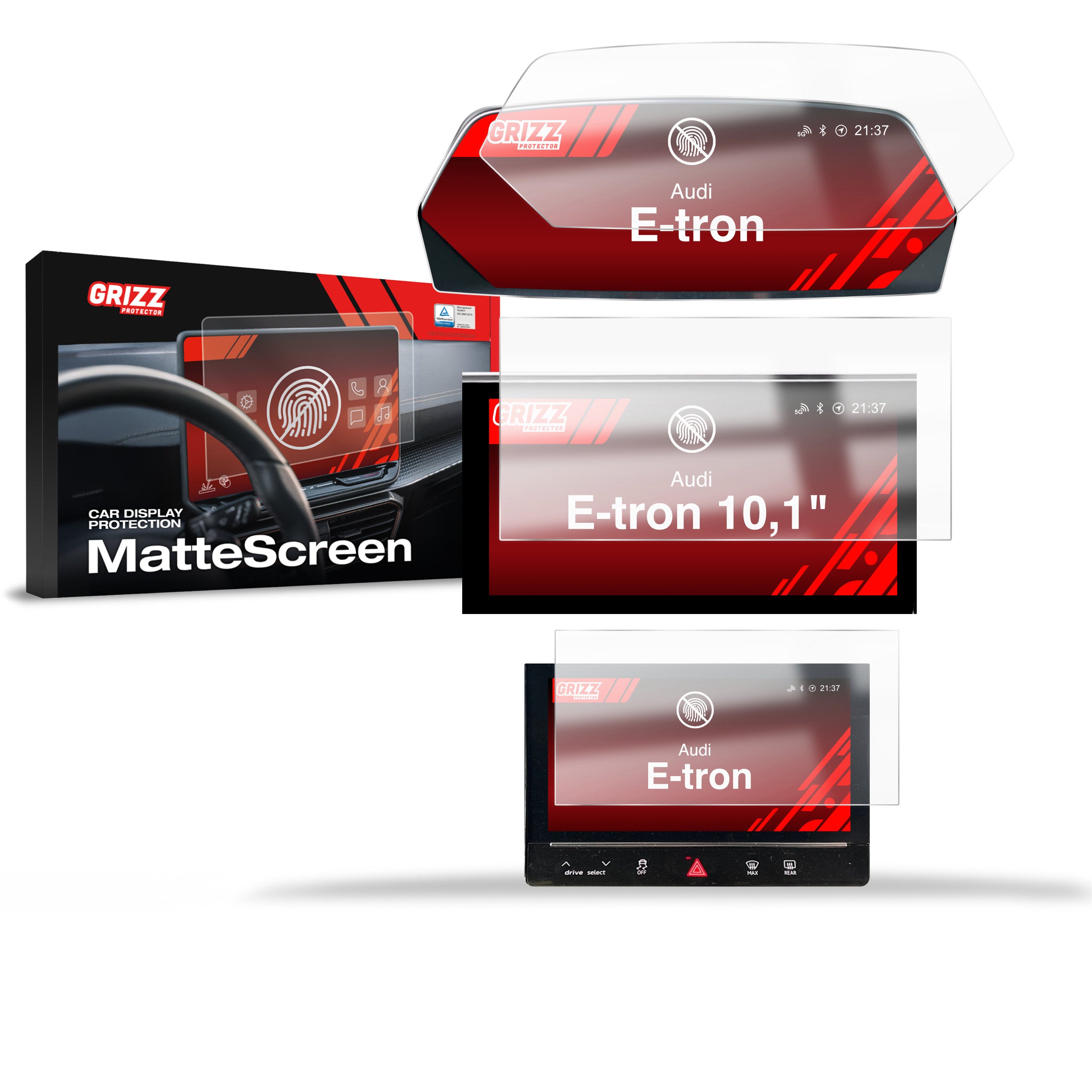 Matte Autodisplayfolie 3in1 für Audi e-tron (2019-2022), Grizz Protector