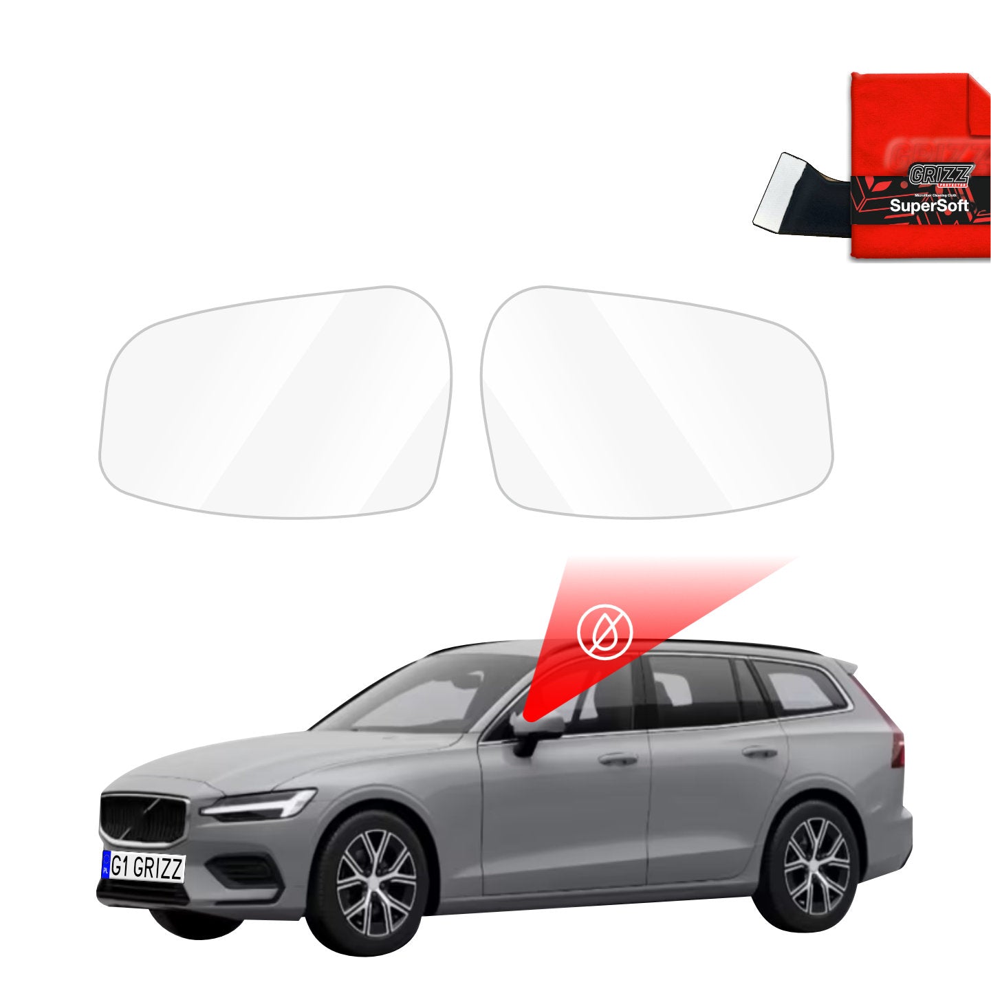 Regenschutzfolie Grizz Protector für Außenspiegel - Volvo V60 (2026)