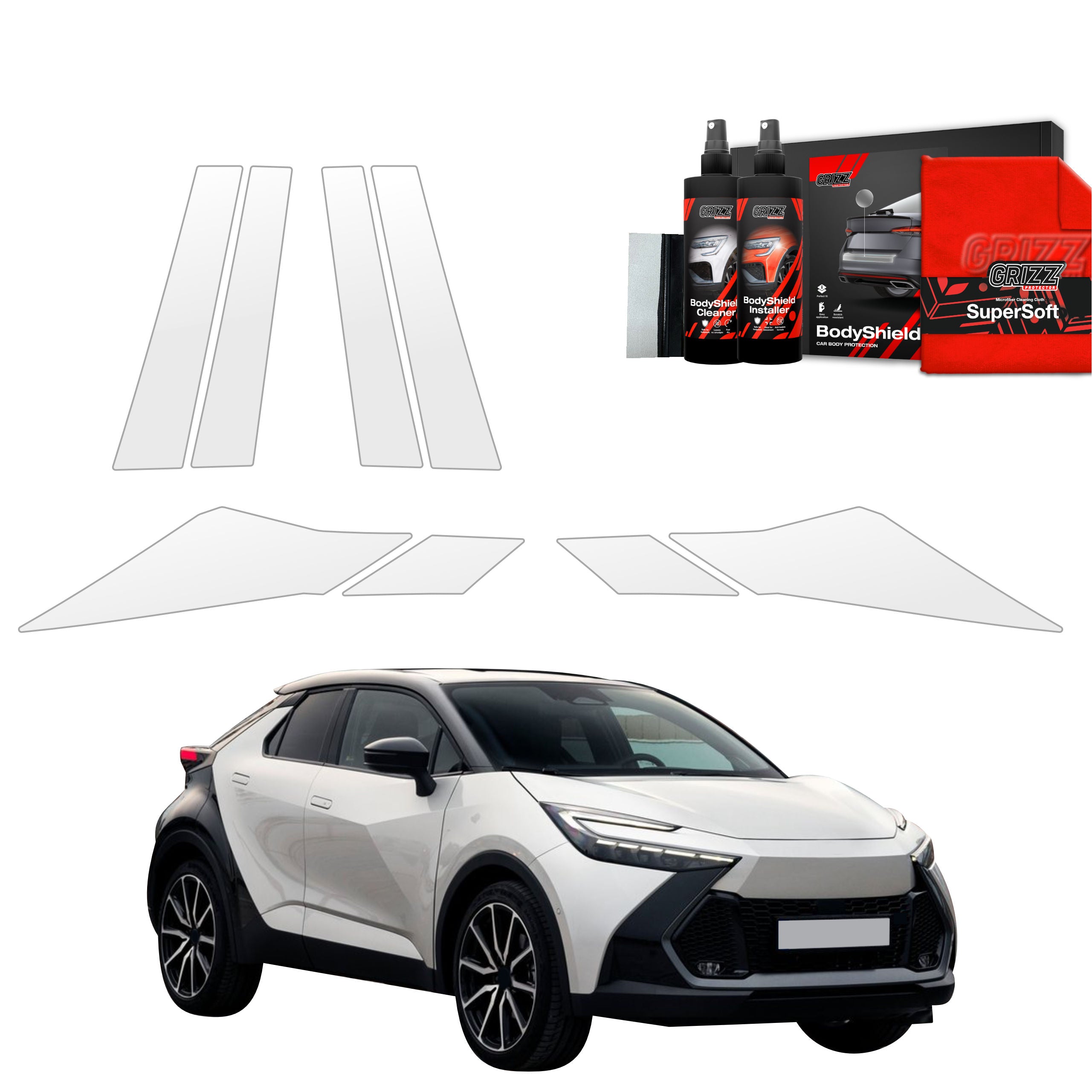 8in1 Schutzfolie Grizz Protector für B-C-Säule - Toyota C-HR (2023-2026)
