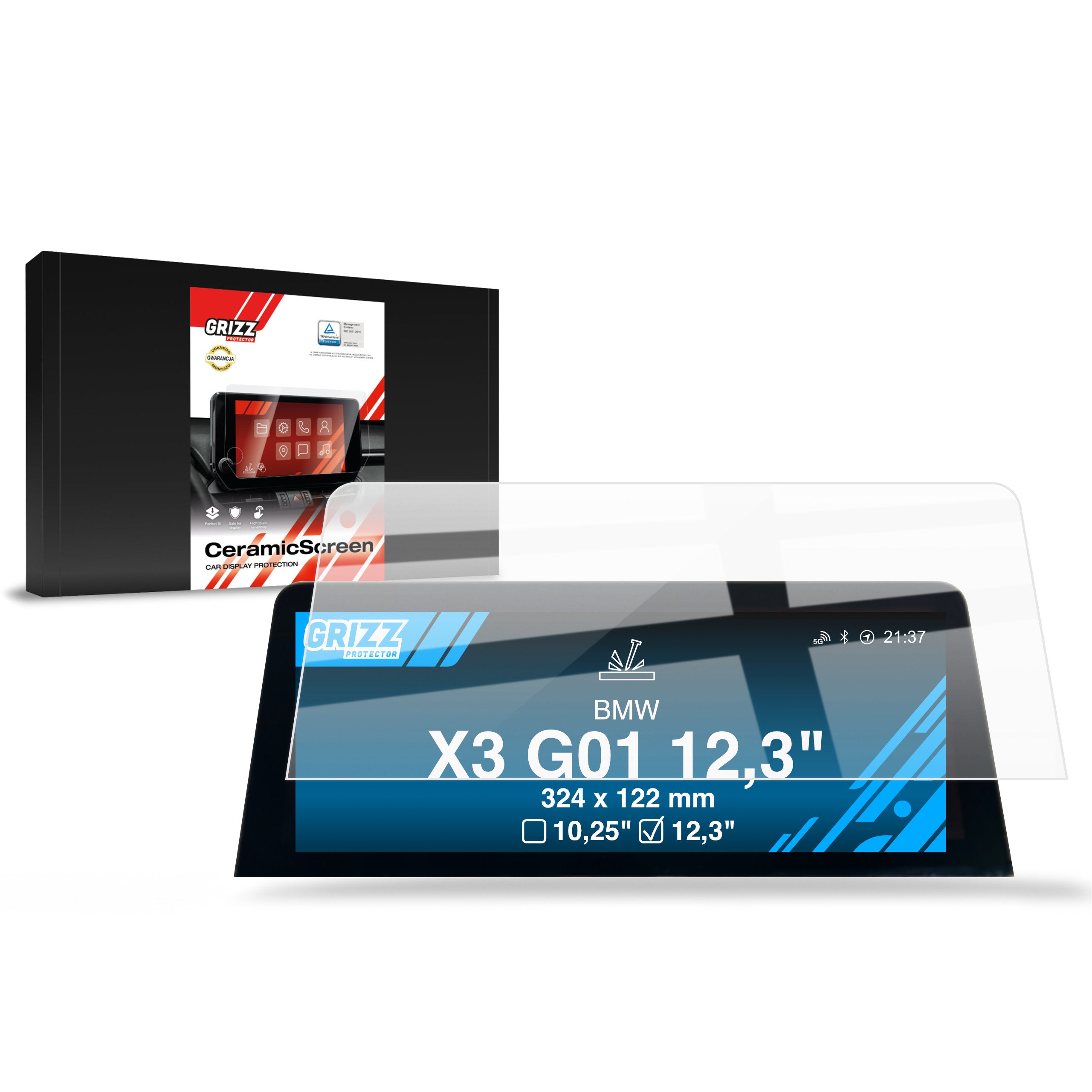 Keramische Autodisplayfolie für BMW X3 G01 12.3" (2021-2024), Grizz Protector