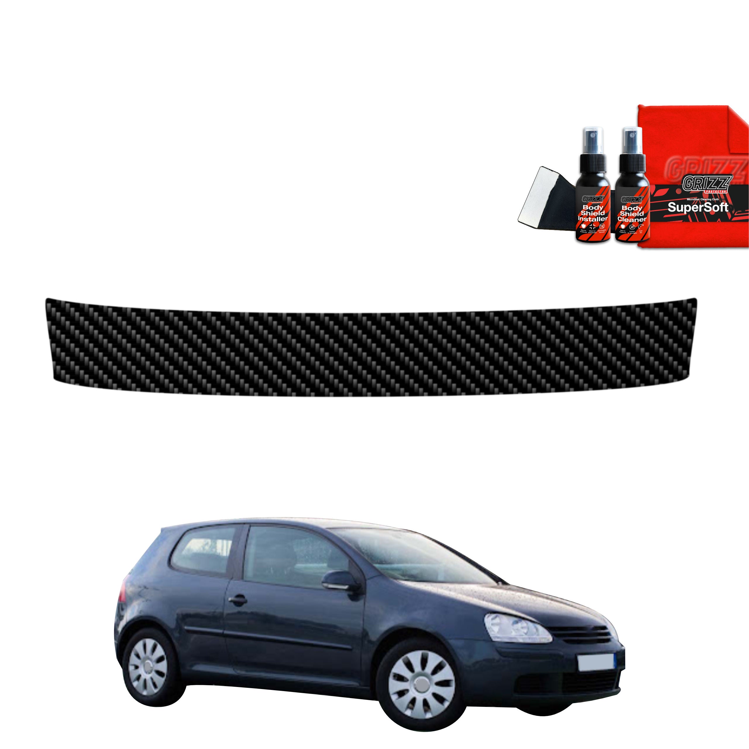 Kohlenstoff Schutzfolie Grizz Protector für Ladekante - Volkswagen Golf 5 Hatchback 3D (2003-2009)