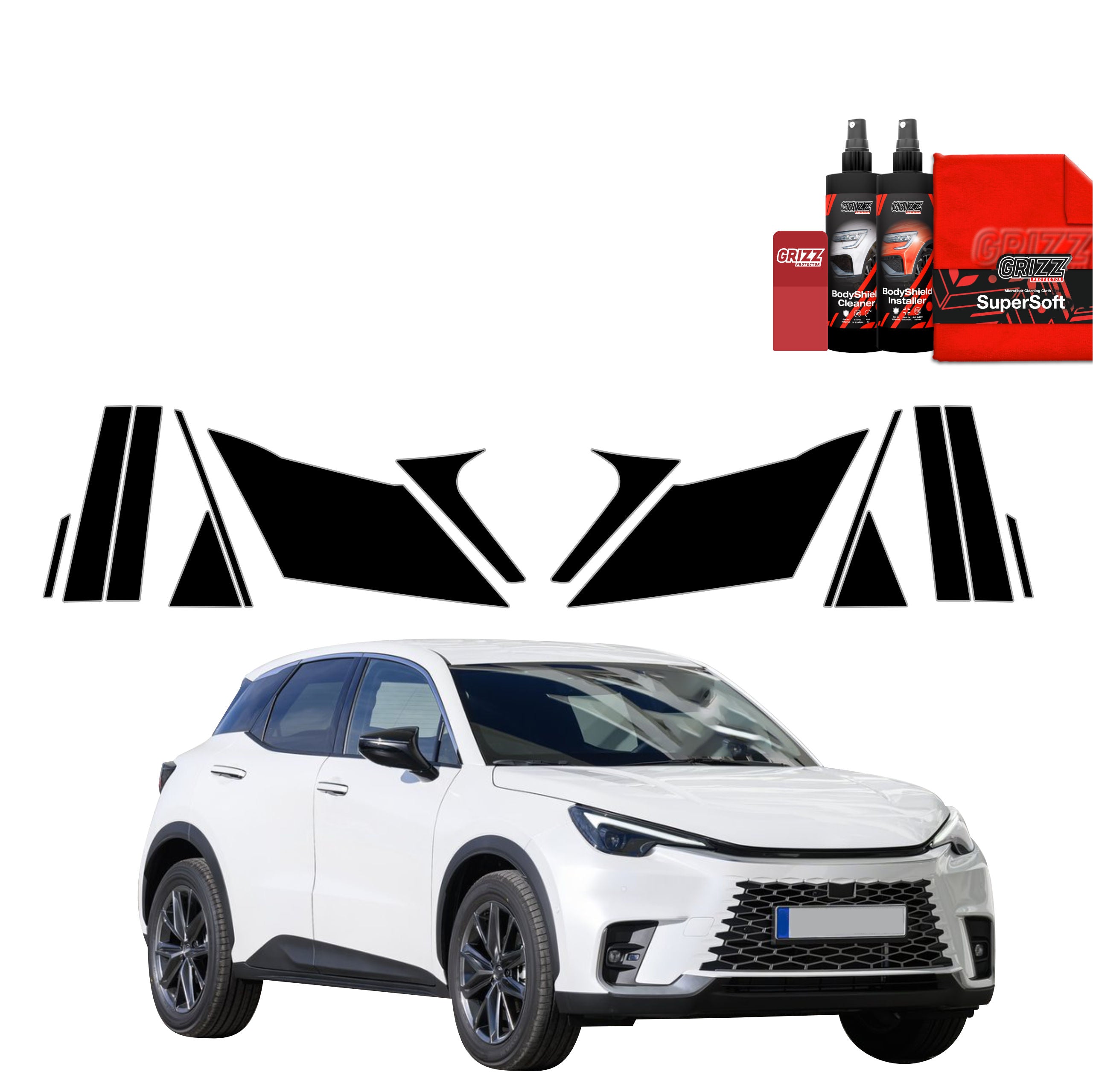 14in1 Schwarze Grizz Protector schutzfolie für B-C-Säule - Lexus LBX (2023-2026)