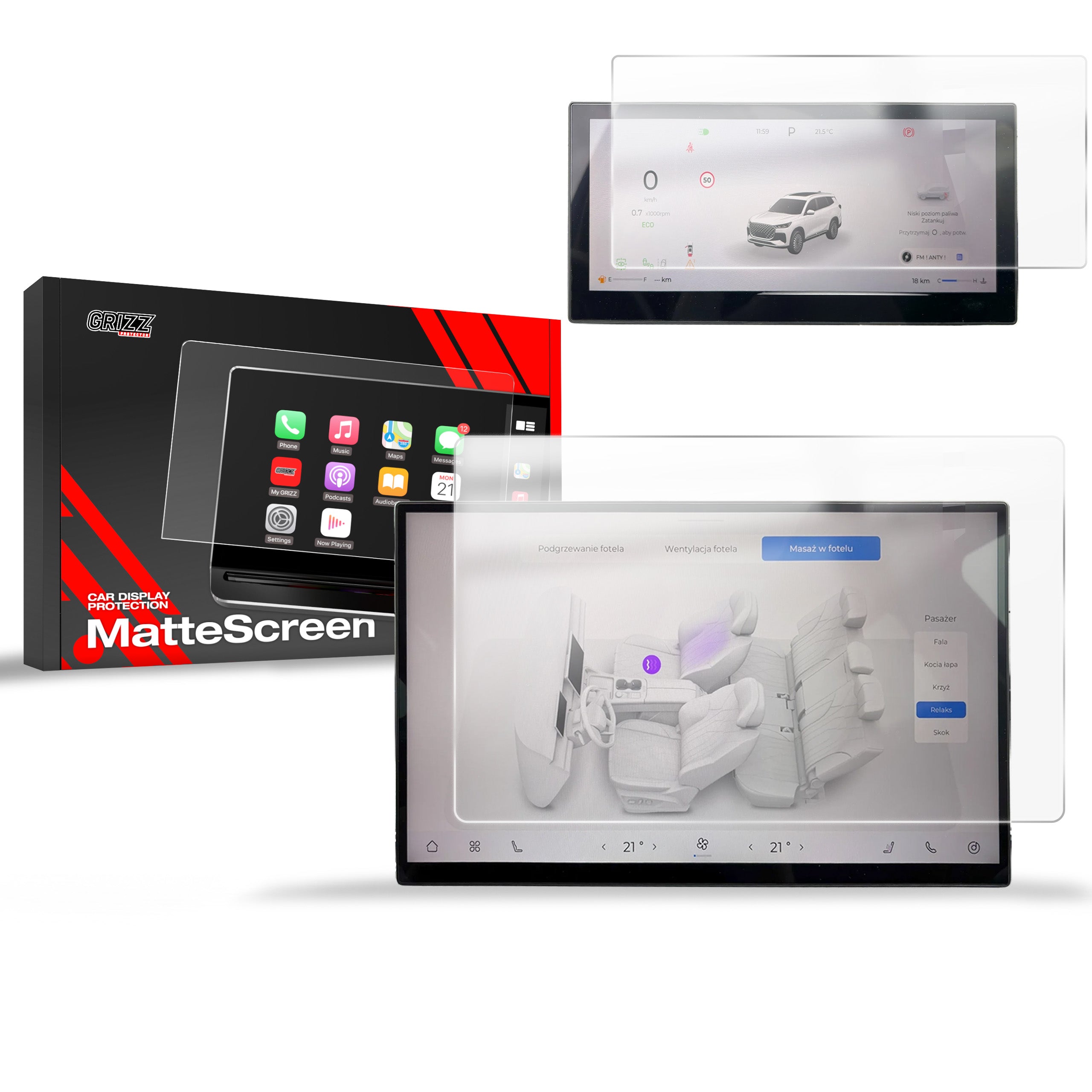 Matte Autodisplayfolie 2in1 für Chery Tiggo 8 15,6" (2025-2026), Grizz Protector