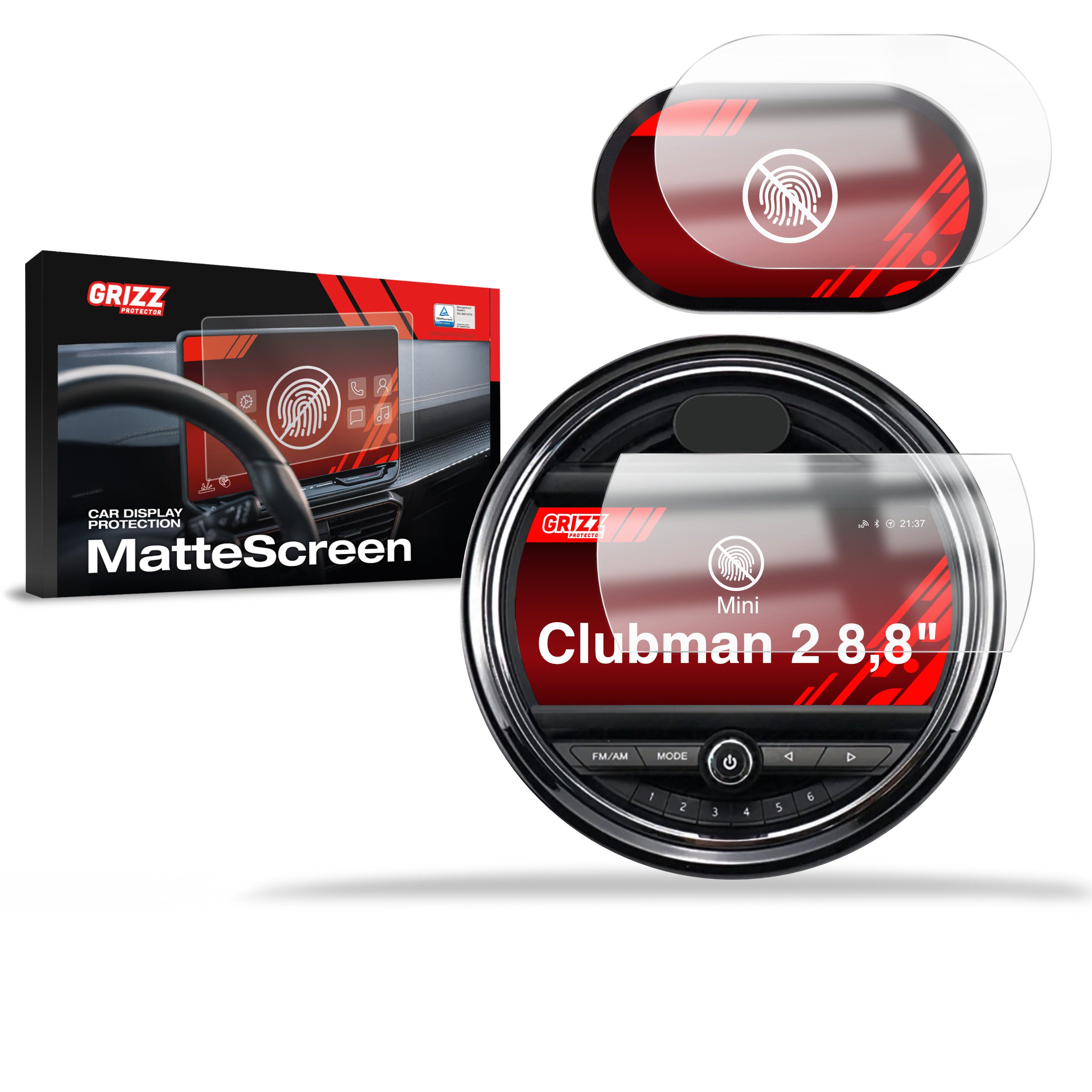 Matte Autodisplayfolie 2in1 für Mini Clubman 2 (2021-2023), Grizz Protector
