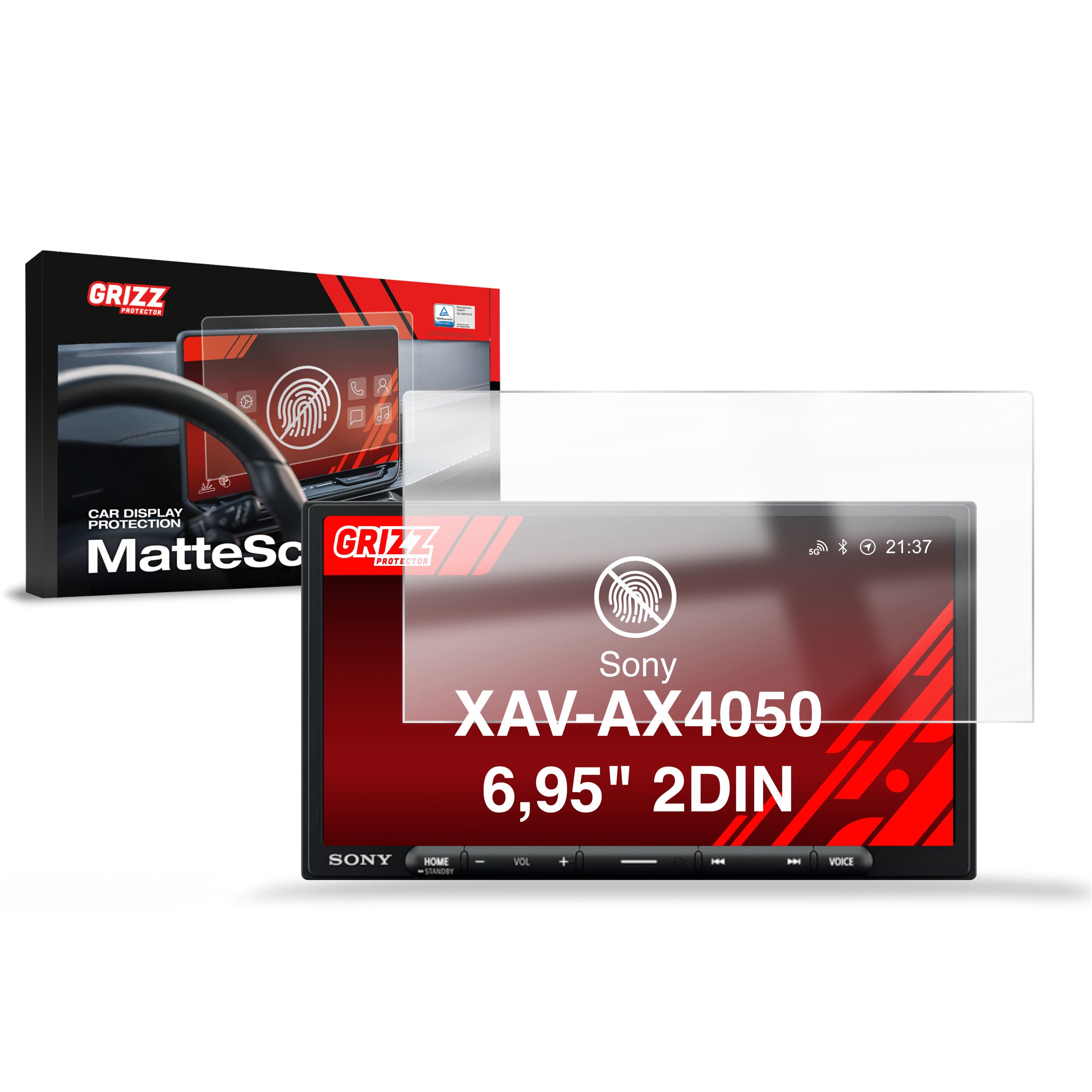 Matte Autodisplayfolie für Sony XAV-AX4050 6,95" 2DIN, Grizz Protector