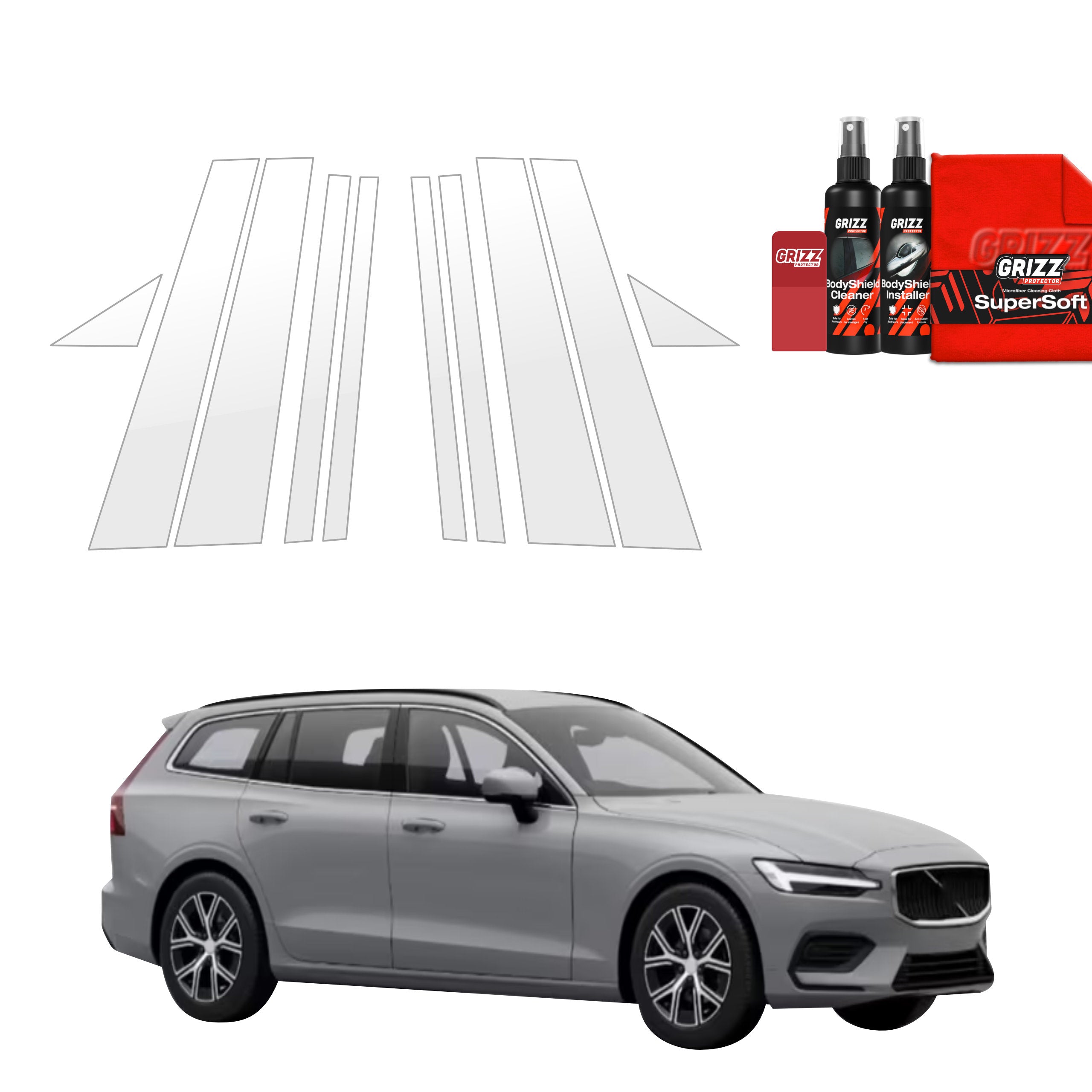 10in1 Schutzfolie Grizz Protector für B-C-Säule - Volvo V60 (2026)