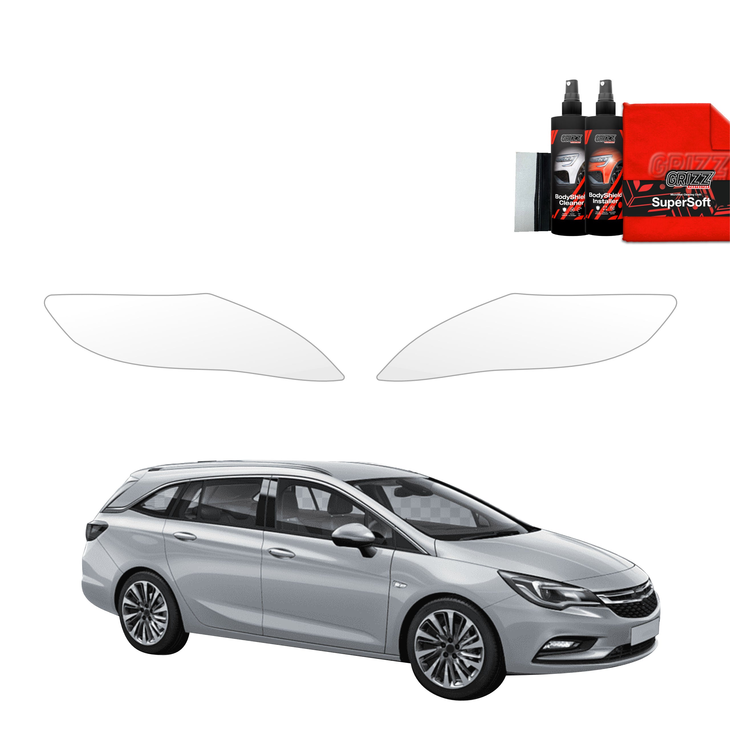 2in1 Schutzfolie Grizz Protector für Scheinwerfer - Opel Astra J Kombi 5D (2012-2015)