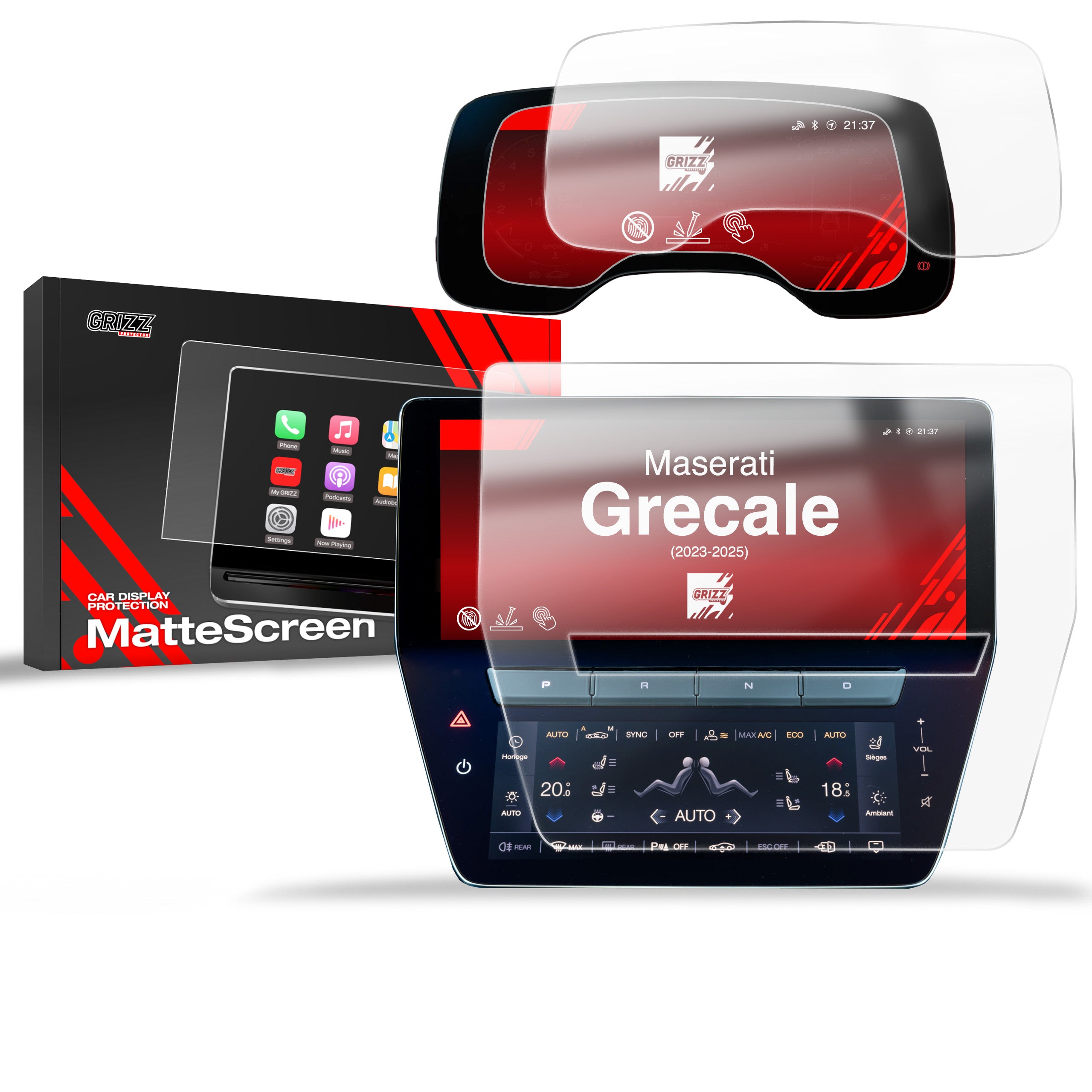 Matte Autodisplayfolie 2in1 für Maserati Grecale (2023-2026), Grizz Protector