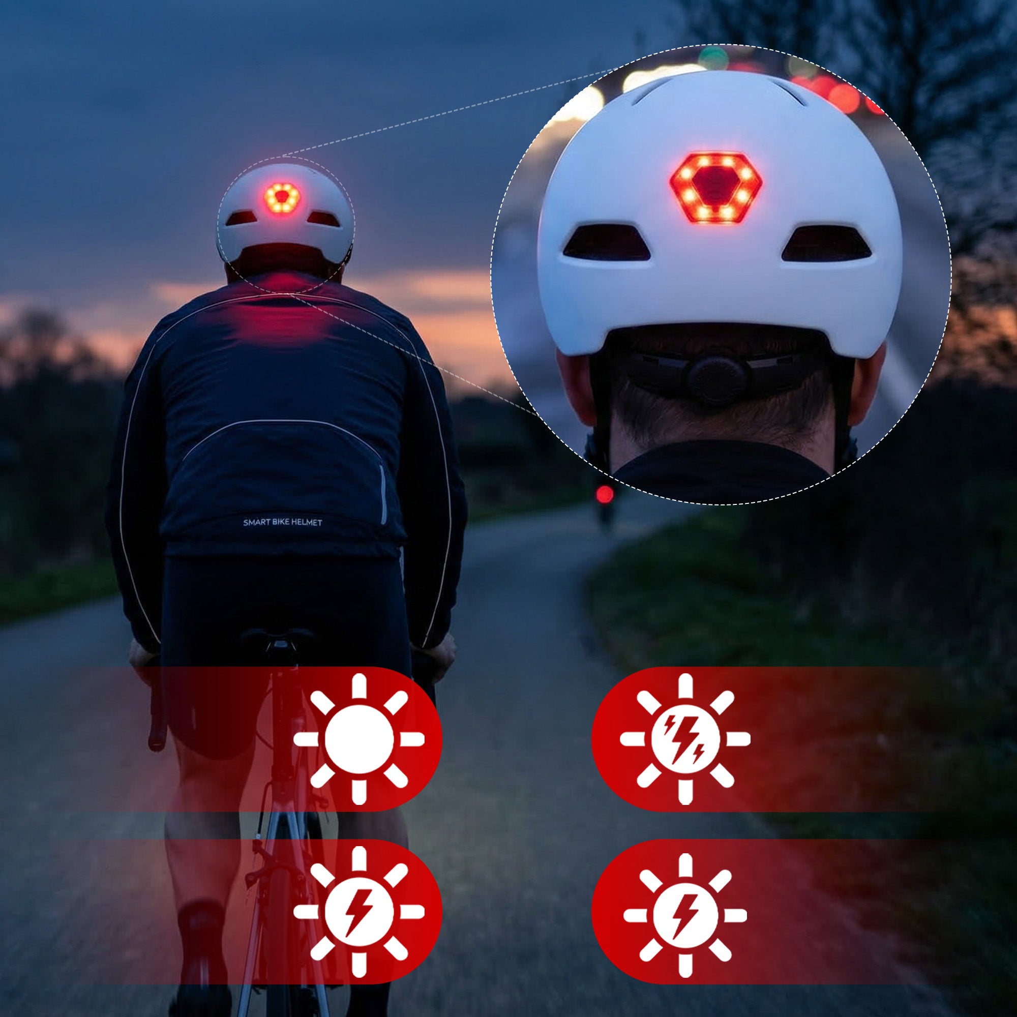 Fahrradhelm mit LED-Licht, Vayox Street VA0423WMM 55-58 cm, Weiss