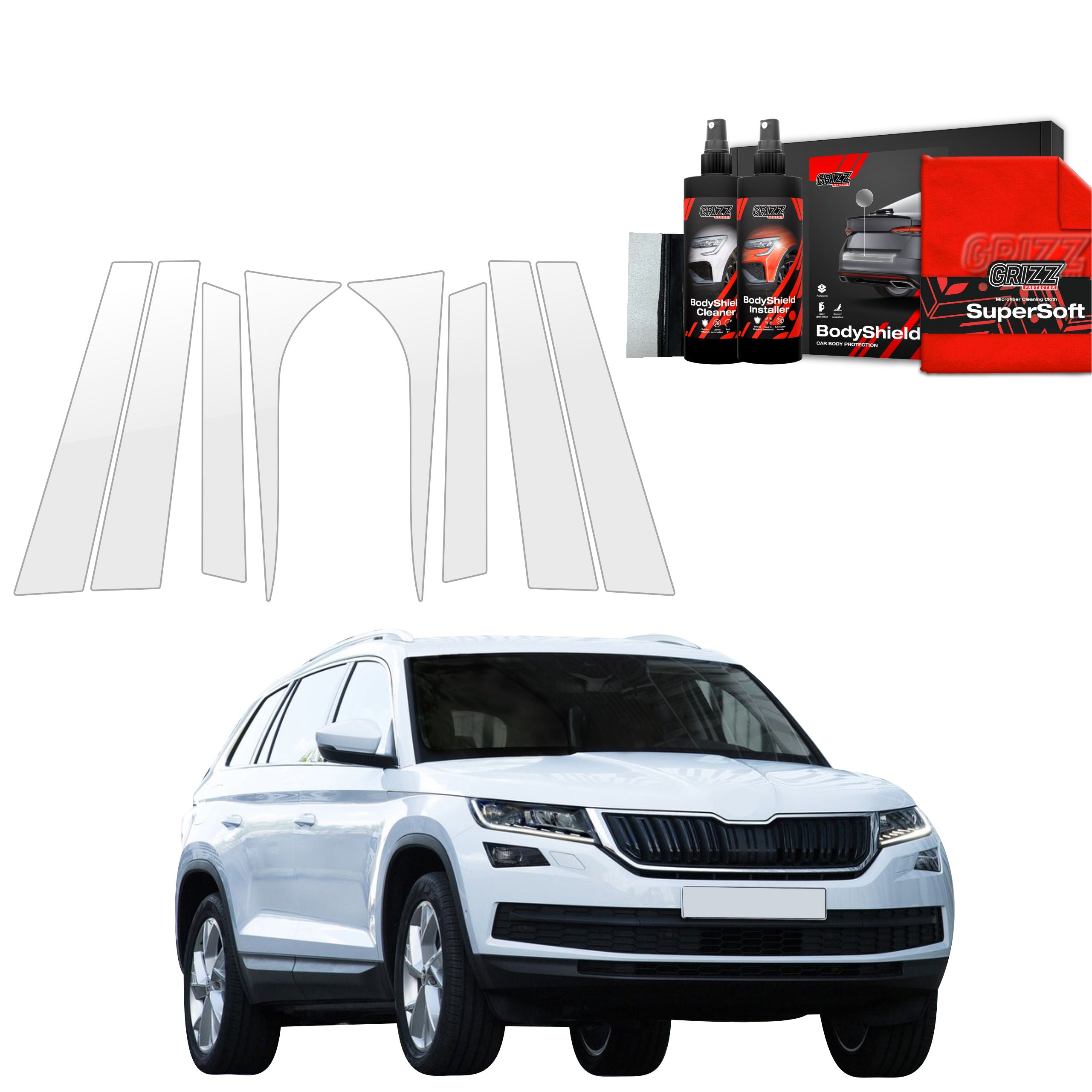 8in1 Schutzfolie Grizz Protector für B-C-Säule - Skoda Kodiaq (2016- 2023)