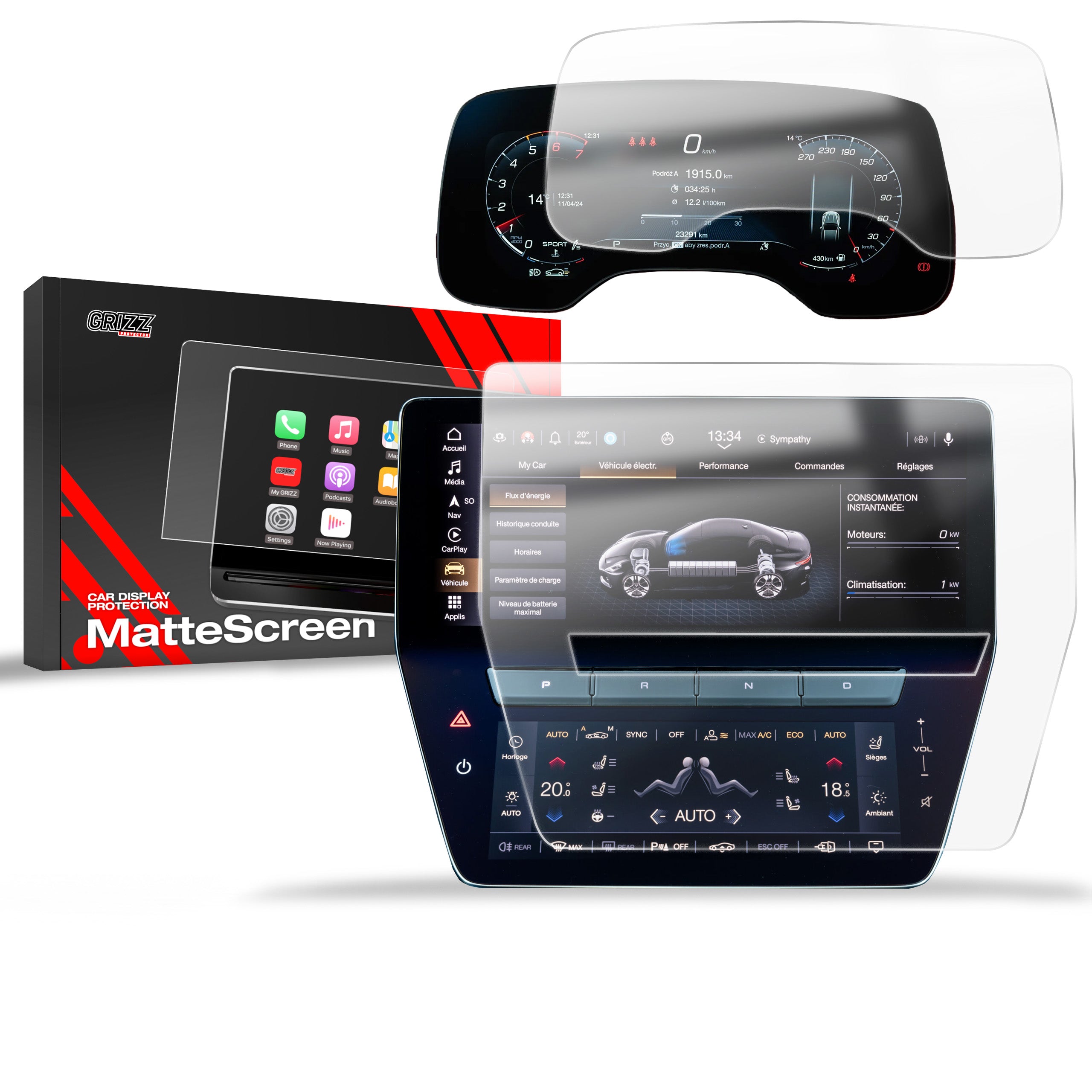 Matte Autodisplayfolie 2in1 für Maserati Grecale (2023-2026), Grizz Protector