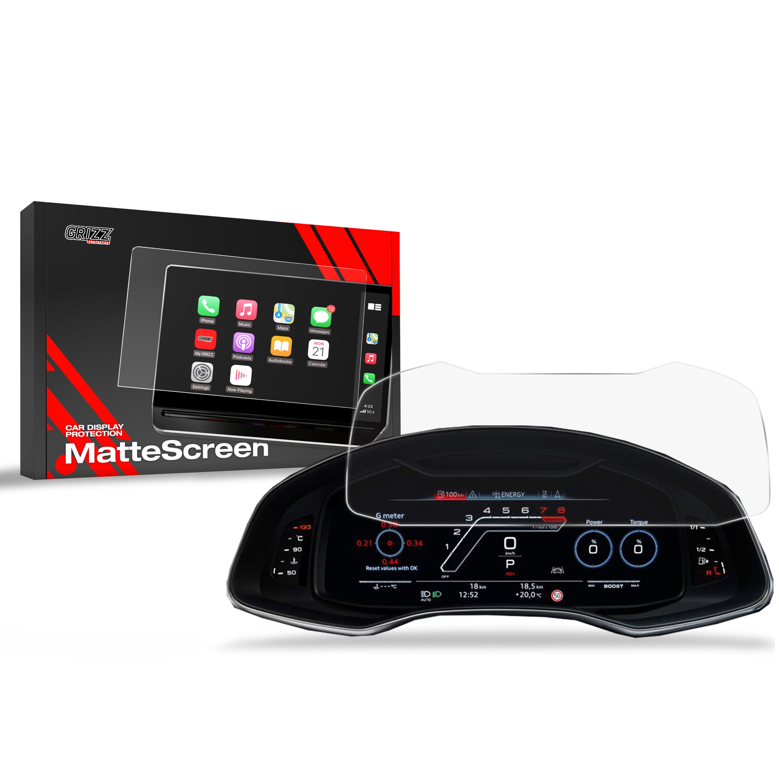 Matte Autodisplayfolie für Audi A7 C8 Virtual Cockpit 12,3" (2018-2025), Grizz Protector