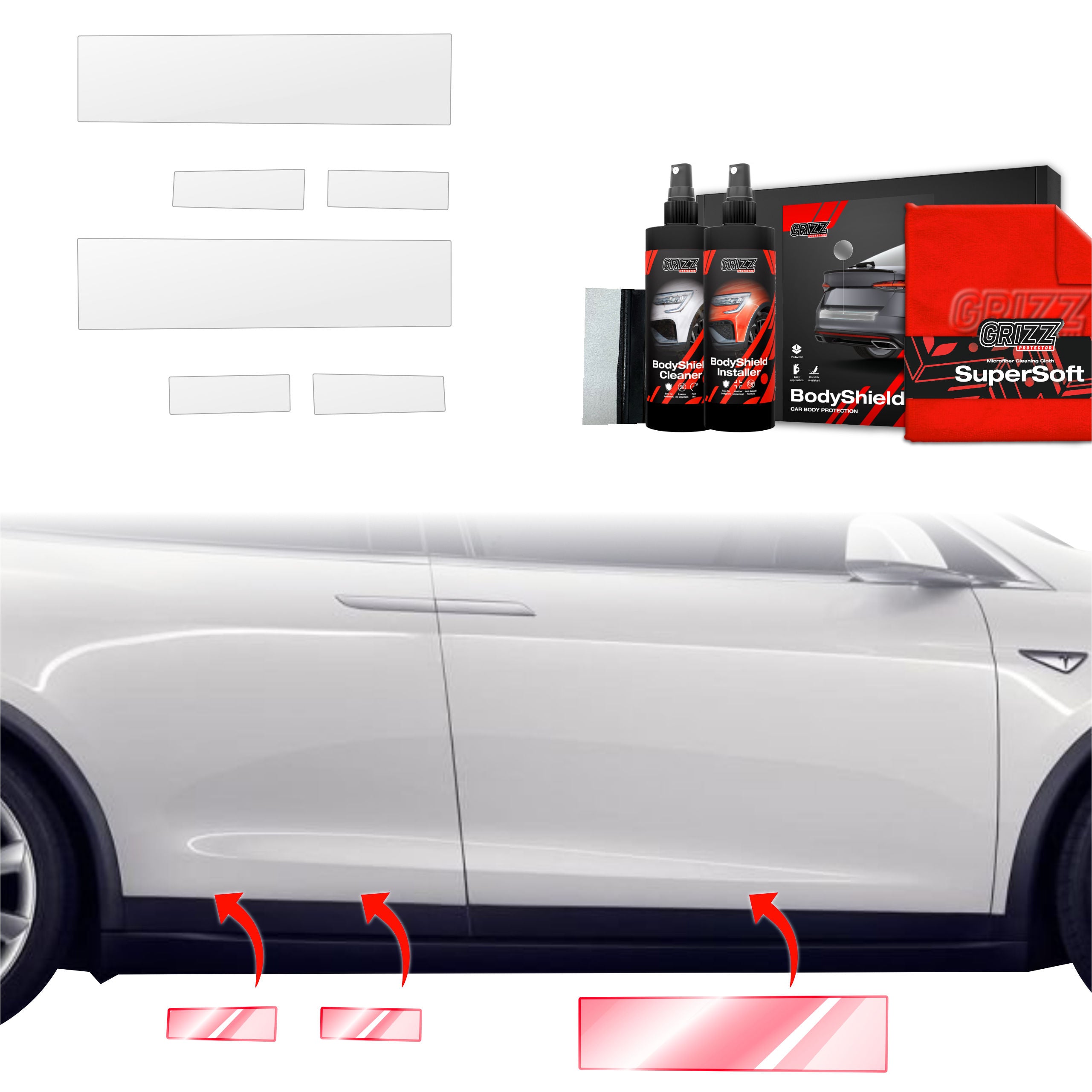 6in1 Schutzfolie Grizz Protector für Schweller - Tesla Model X (2021-2026)