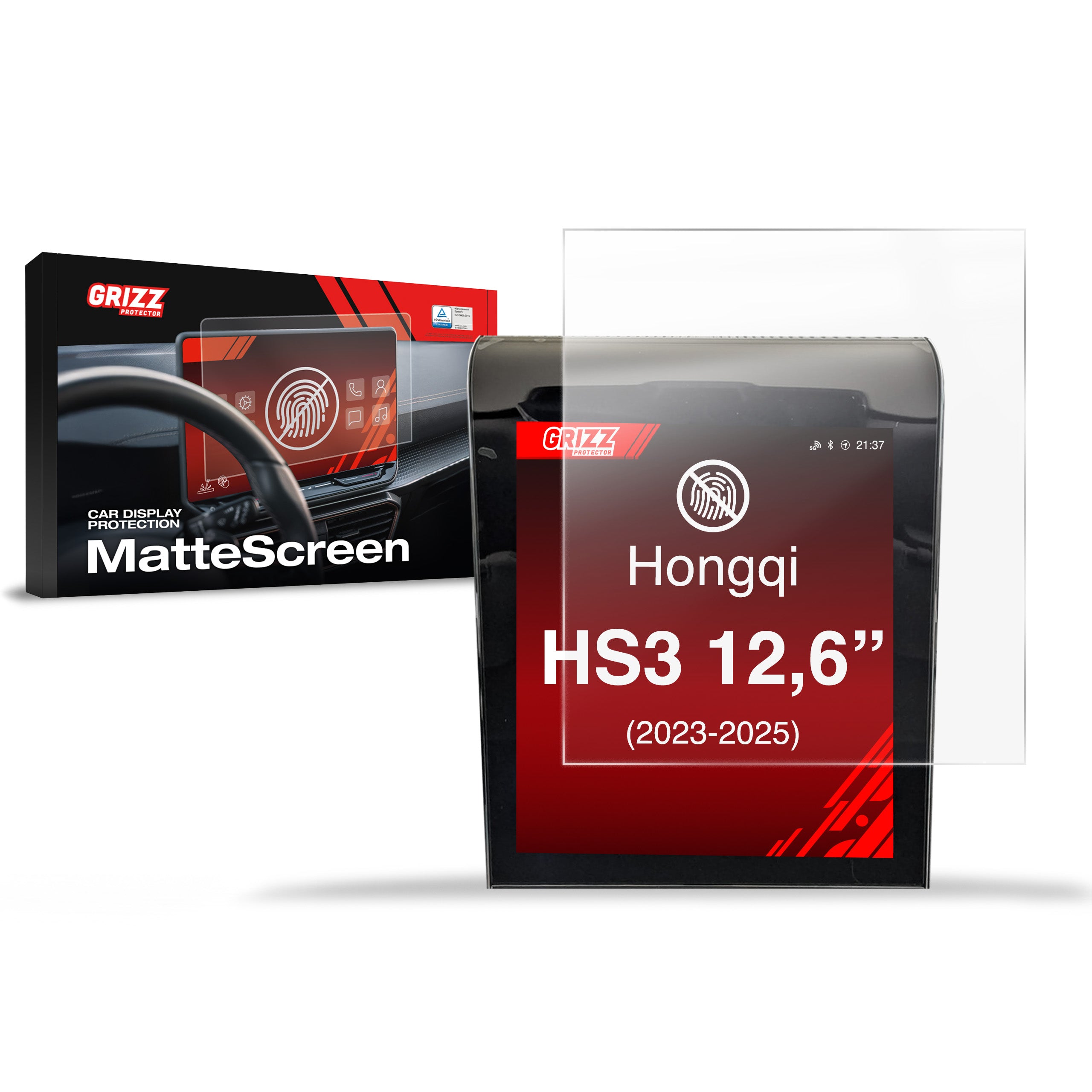 Matte Autodisplayfolie für Hongqi HS3 12,6" (2023-2026), Grizz Protector